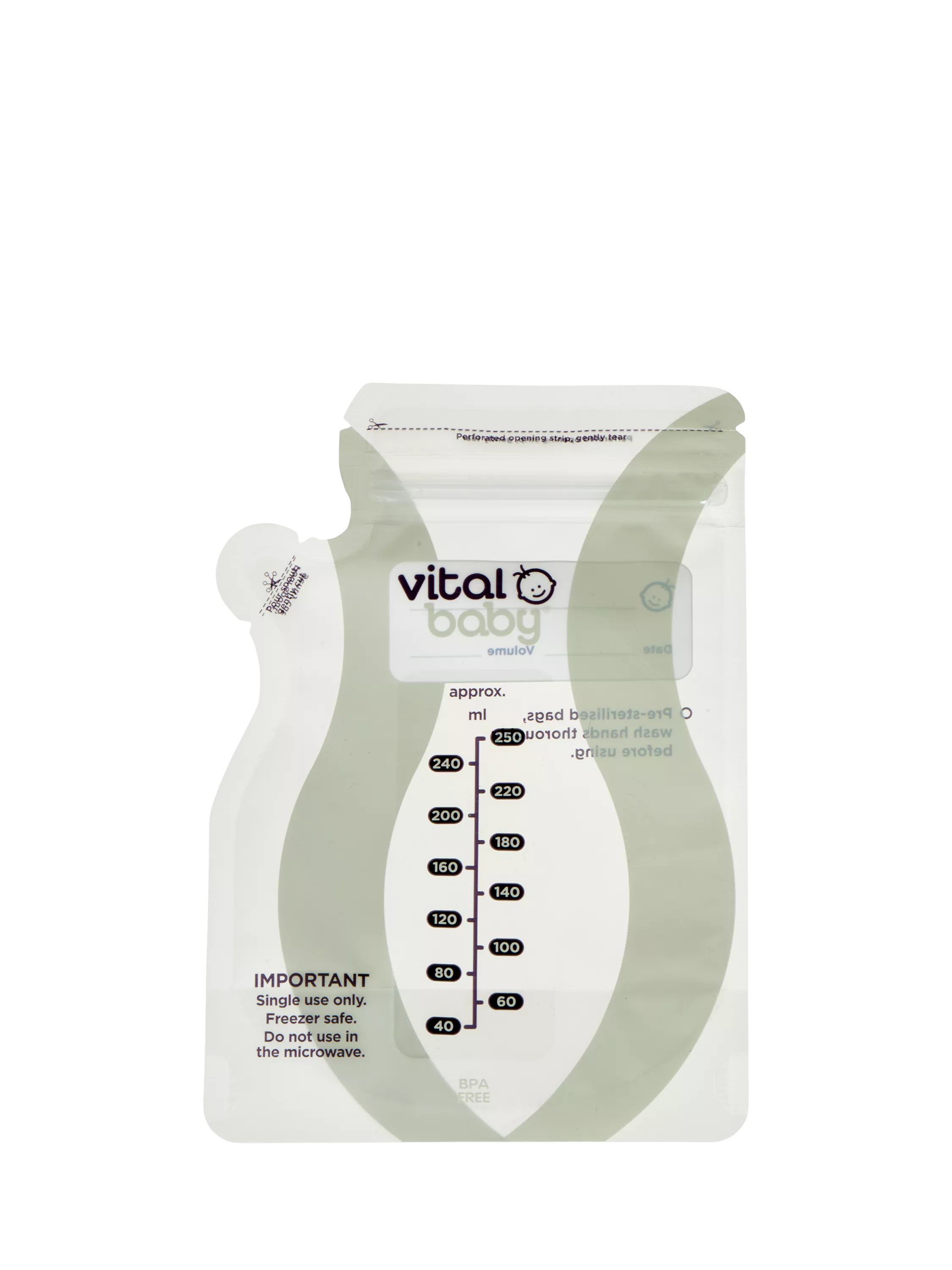 Vital Baby Nurture easy pour breast milk storage bags pack of 30 (British brand)