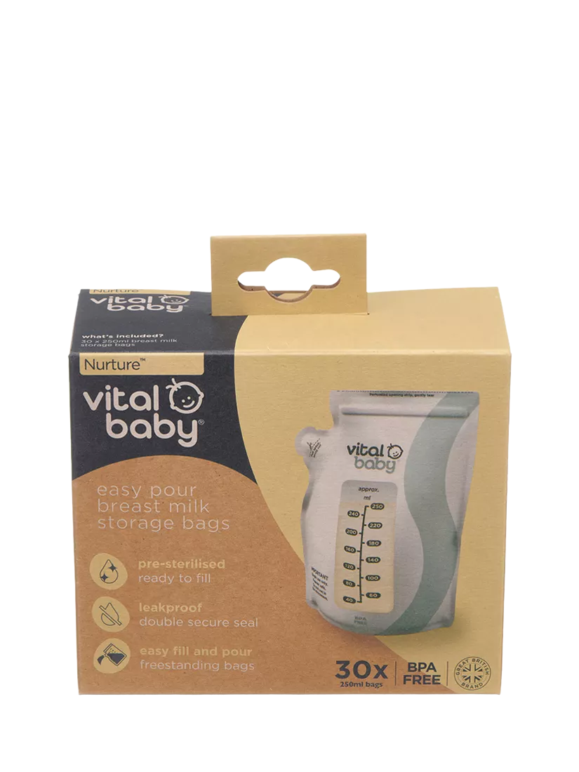 Vital Baby Nurture easy pour breast milk storage bags pack of 30 (British brand)