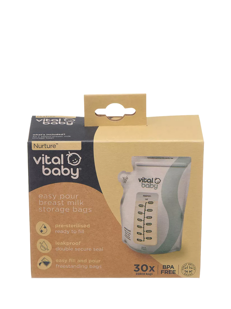 Vital Baby Nurture easy pour breast milk storage bags pack of 30 (British brand)