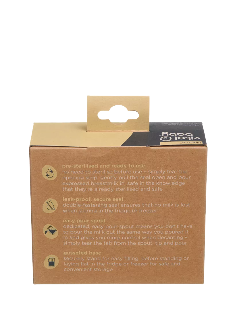 Vital Baby Nurture easy pour breast milk storage bags pack of 30 (British brand)