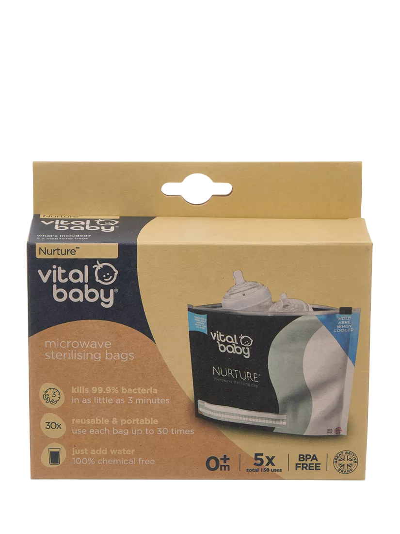 Vital Baby microwave sterilising bags pack of 5, imported from the UK