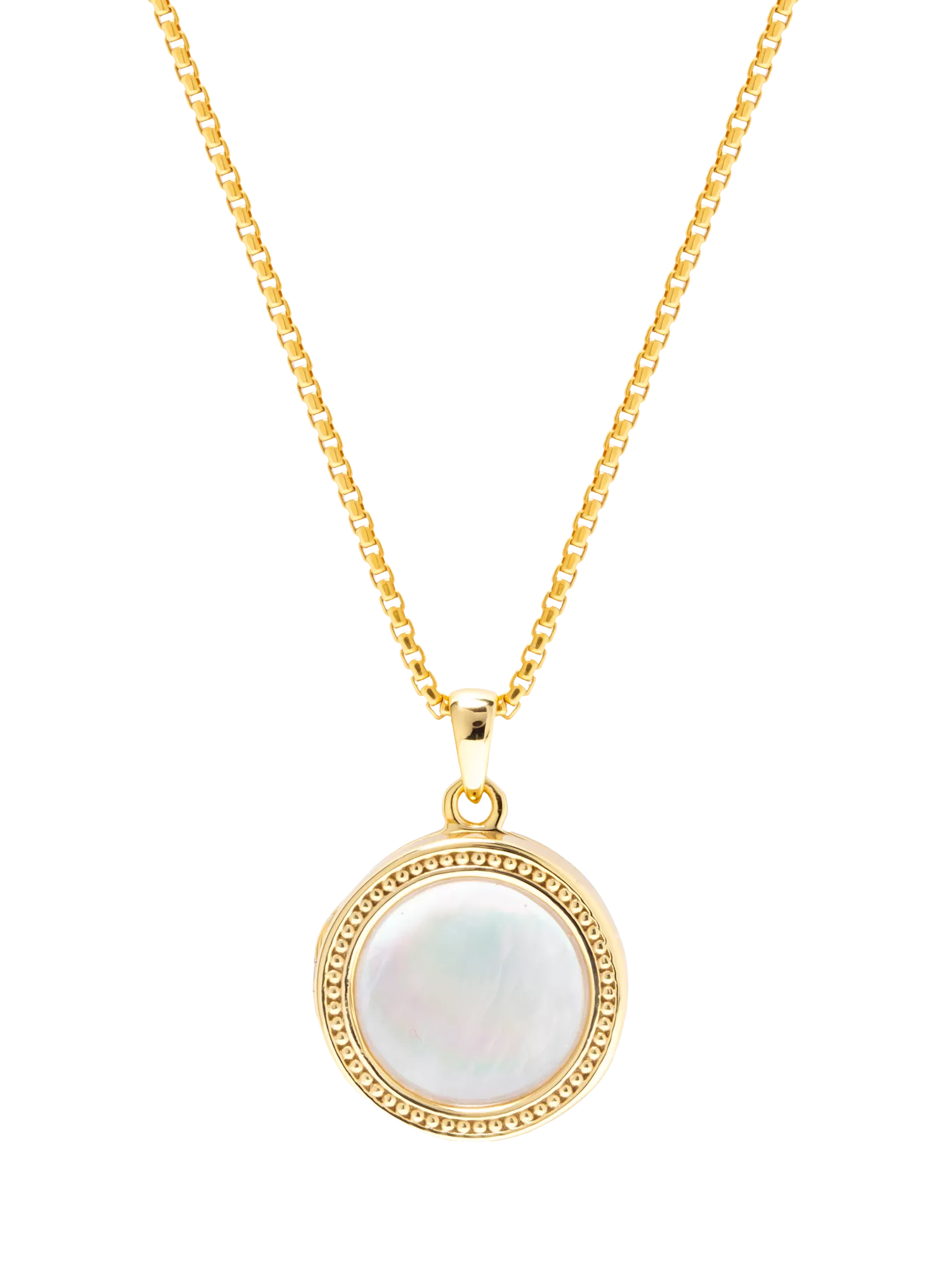 LARNAUTI mother-of-pearl locket with gold plating, UK version