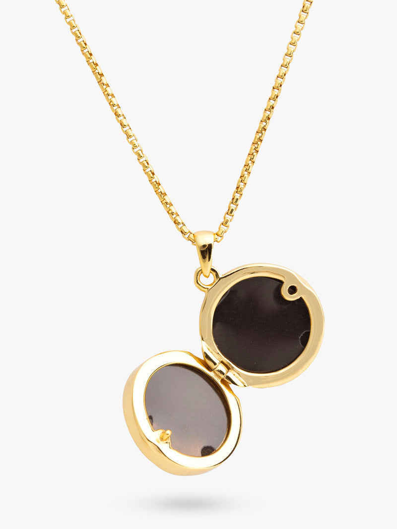 LARNAUTI mother of pearl locket with gold plated case, UK version