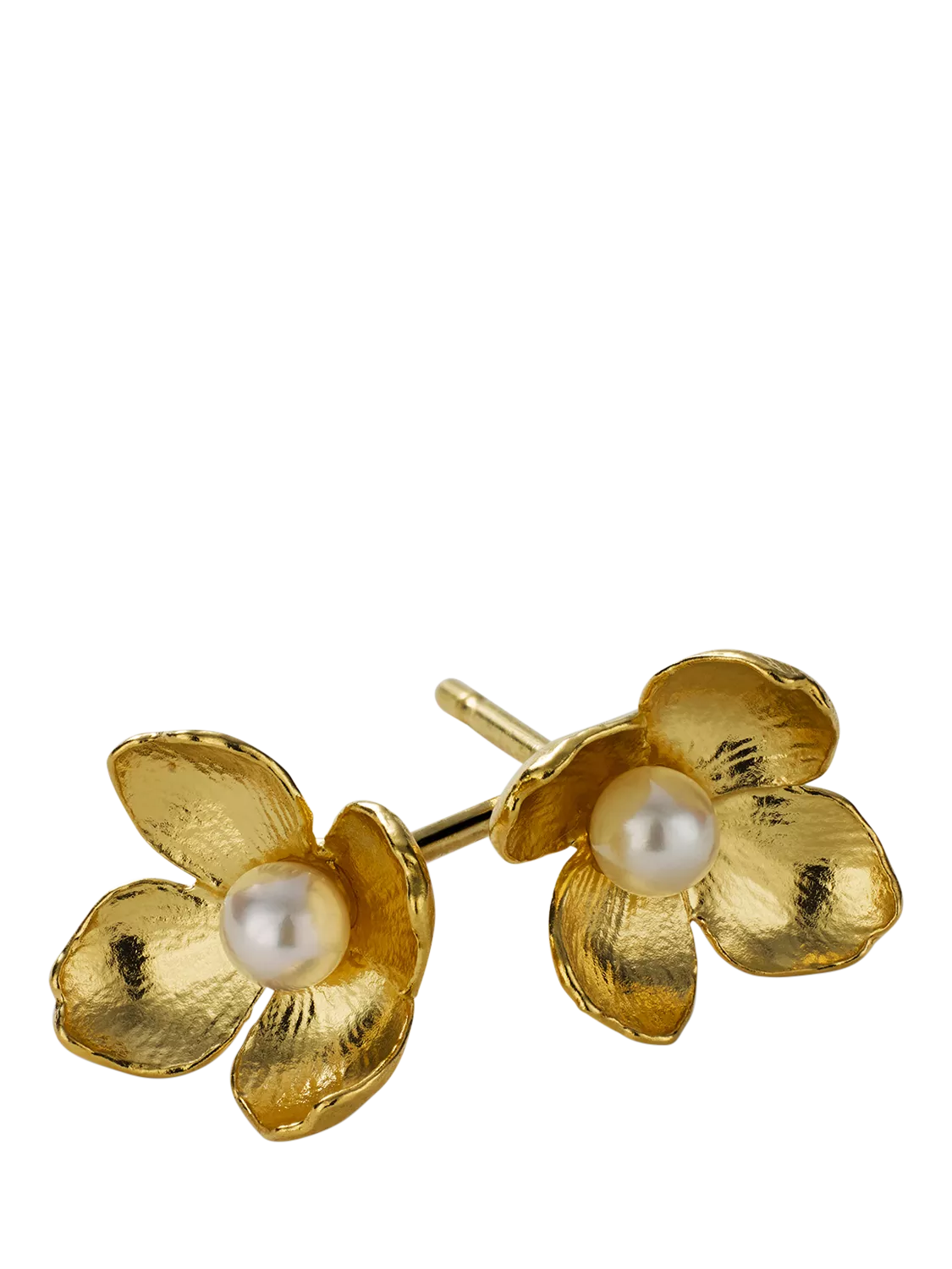 Alex Monroe Cuckoo Flower gold earrings with pearls, UK version