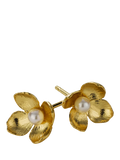 Alex Monroe Cuckoo Flower gold earrings with pearls, UK version