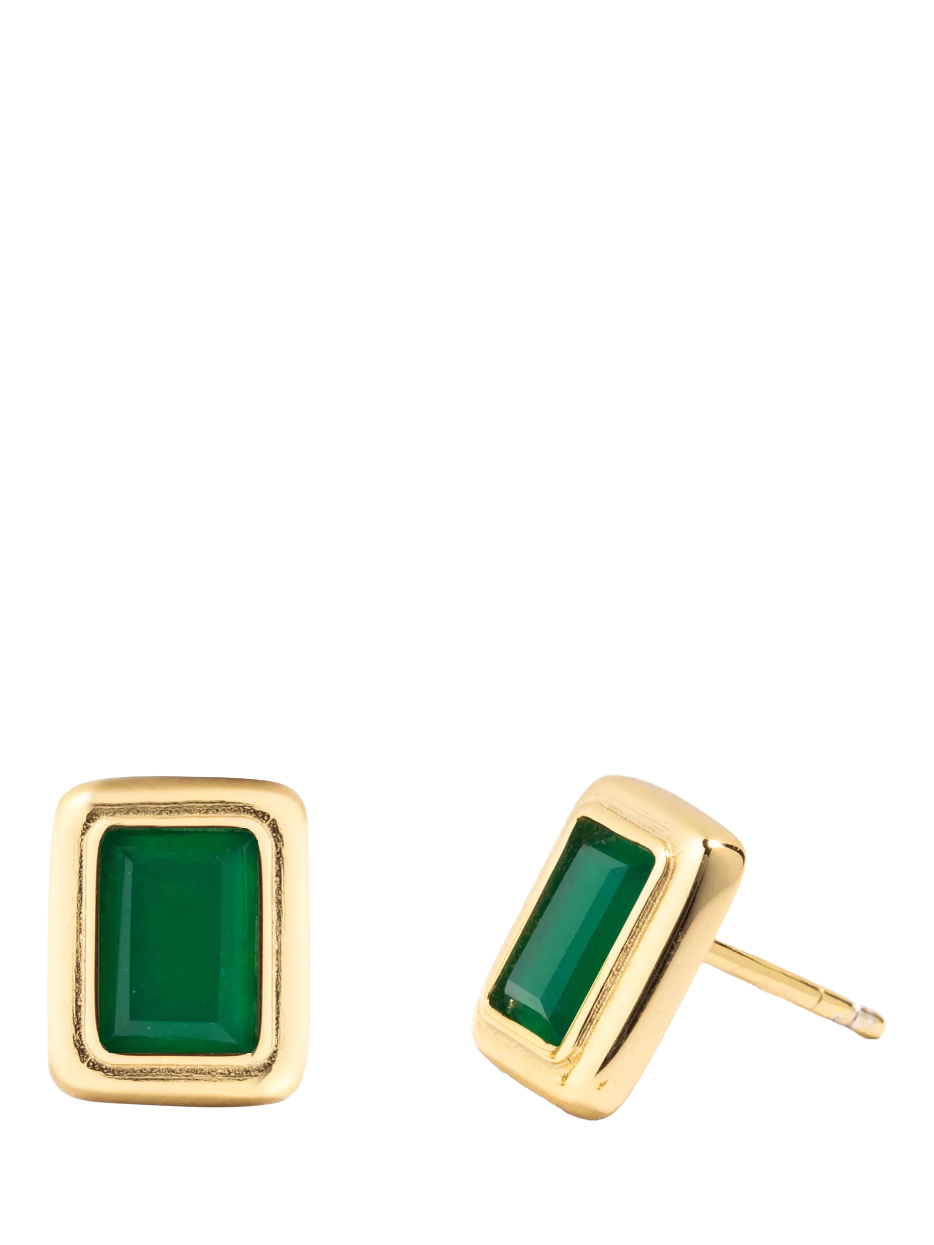 LARNAUTI green onyx stud earrings gold plated, UK version