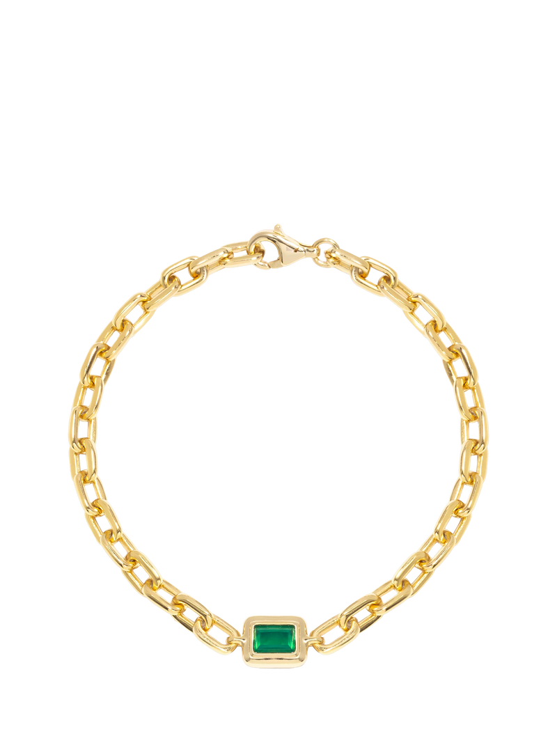 LARNAUTI green onyx gold bracelet 18.5 cm, imported from the UK
