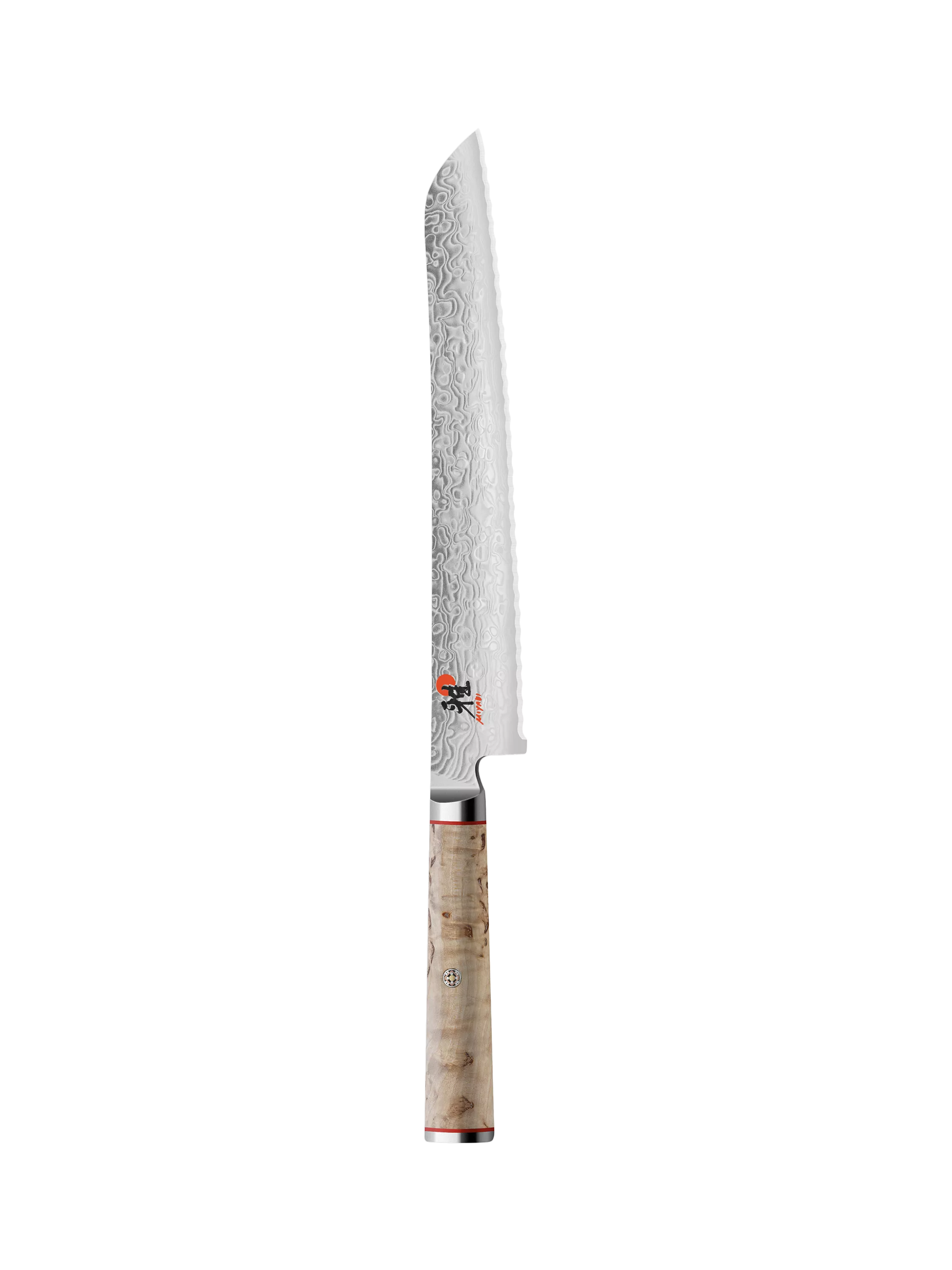 MIYABI Damascus bread knife 23cm with birch wood handle, UK version