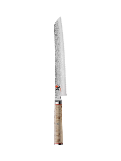 John Lewis MIYABI Damascus Steel Bread Knife with Birch Wood Handle, 23cm- Buy online at McGrocer
