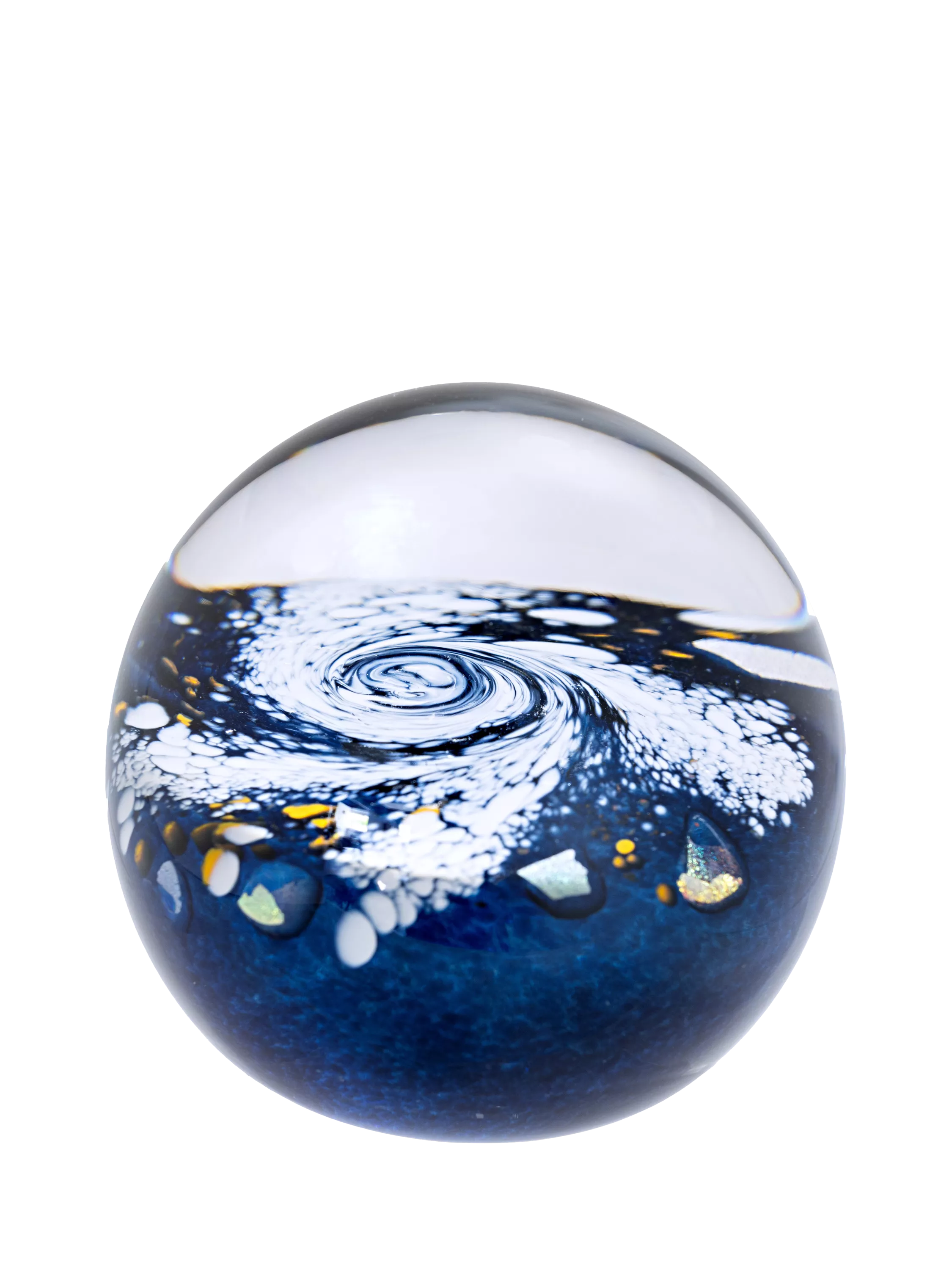 Caithness glass Milky Way paperweight blue, UK version