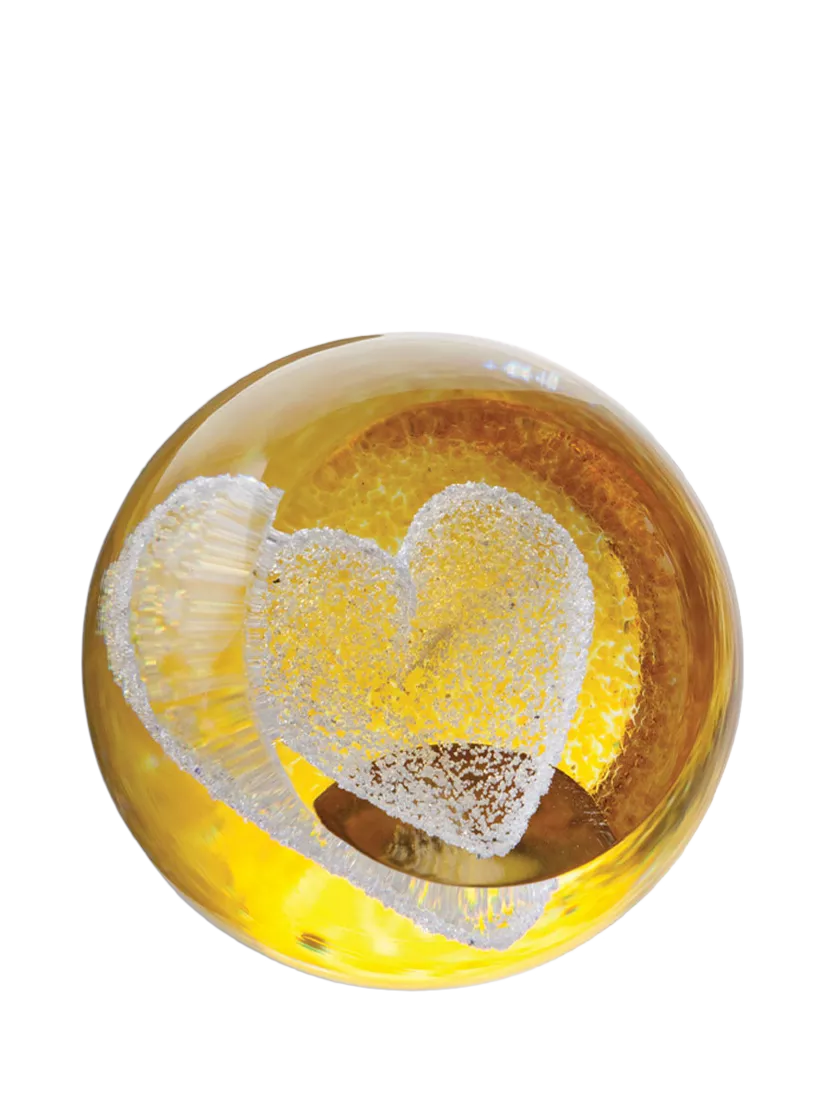 Caithness gold heart paperweight 50mm, UK version