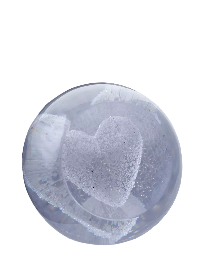 Caithness Glass paperweight silver with heart design (British brand)