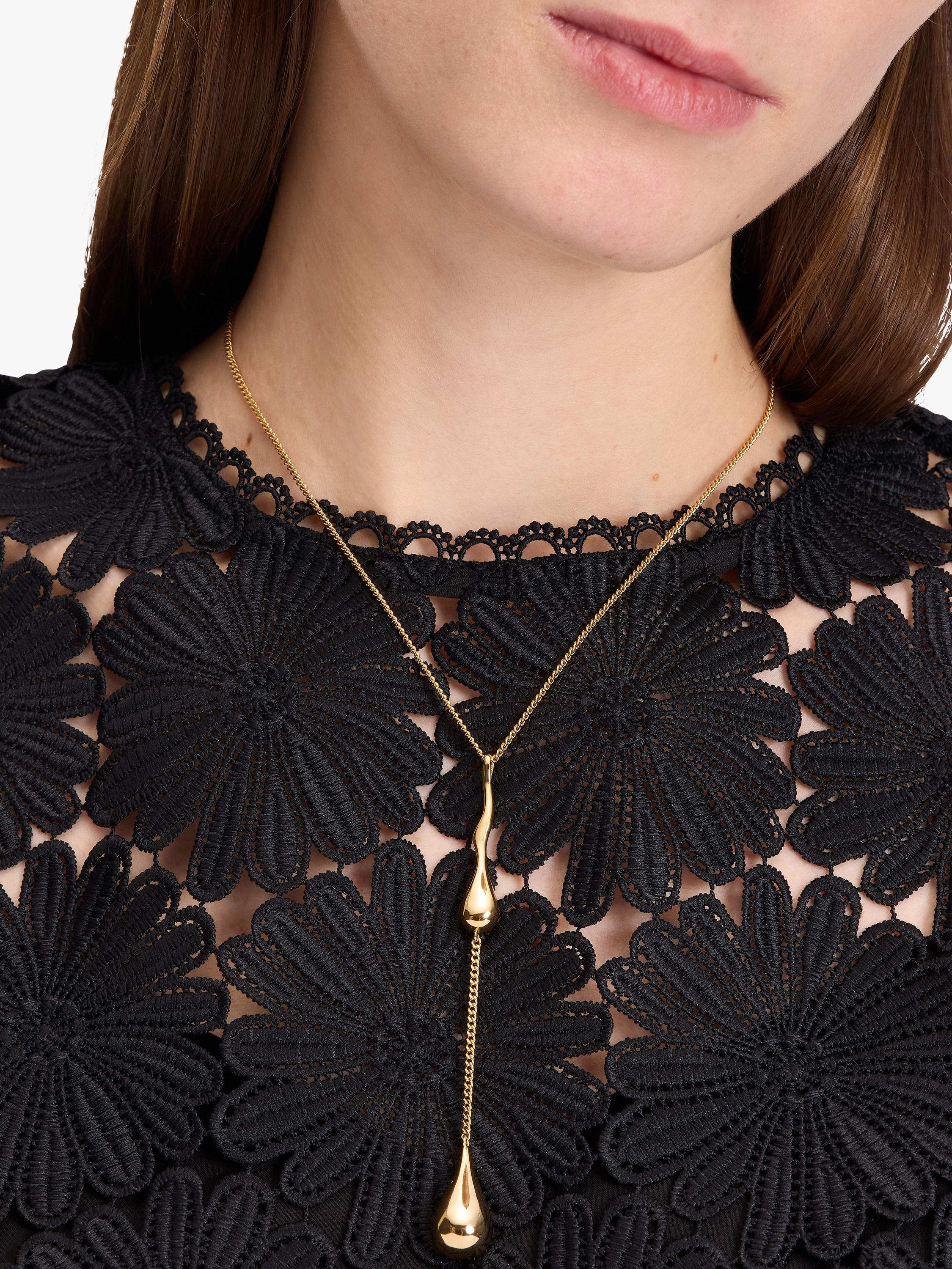kate spade new york clear cubic zirconia gold drop necklace, imported from the UK