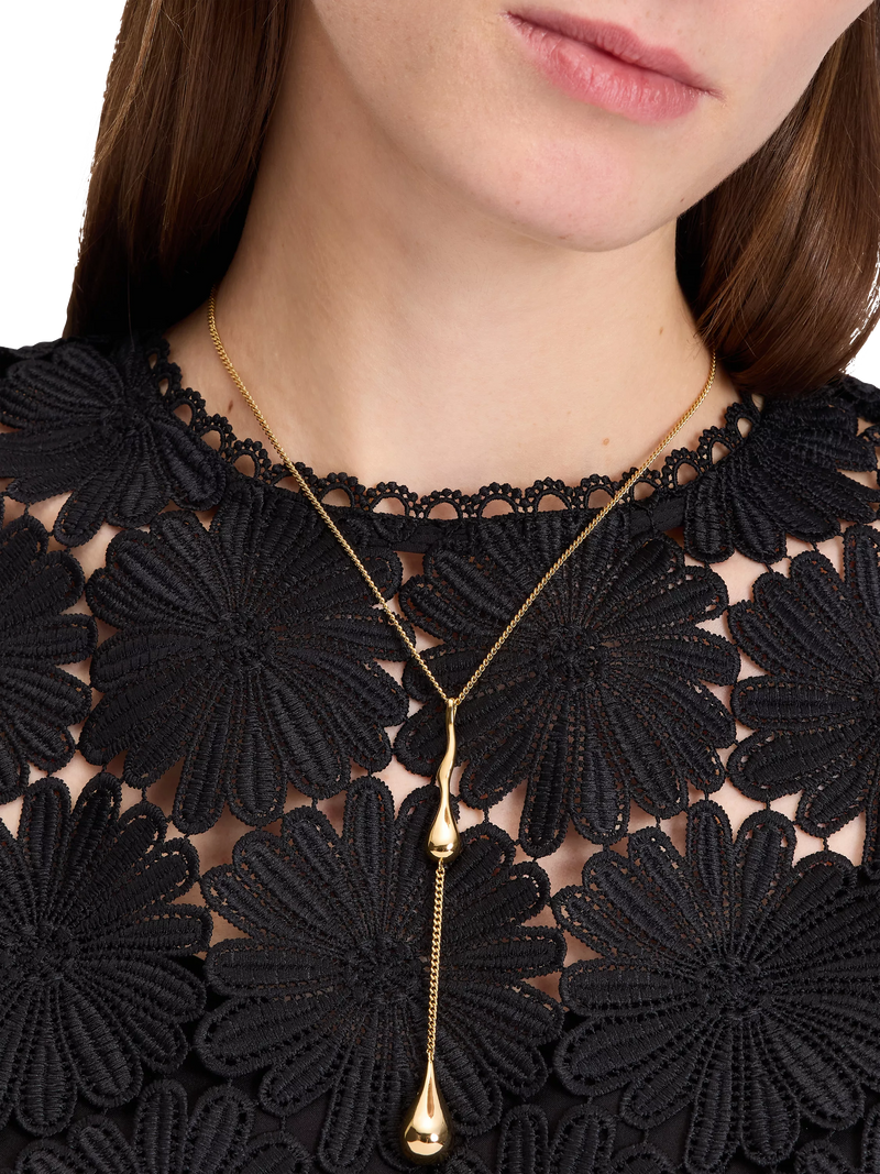 kate spade new york clear cubic zirconia gold drop necklace, imported from the UK