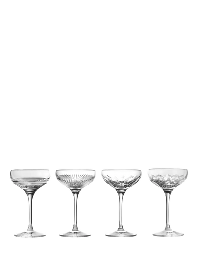 John Lewis Crystal Cut Glass Coupe Cocktail Glass Set of 4, 120ml, Clear- Buy online at McGrocer