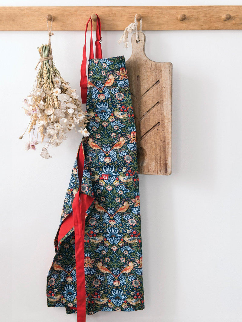 Museums & Galleries organic cotton apron with William Morris Strawberry Thief print (British brand)