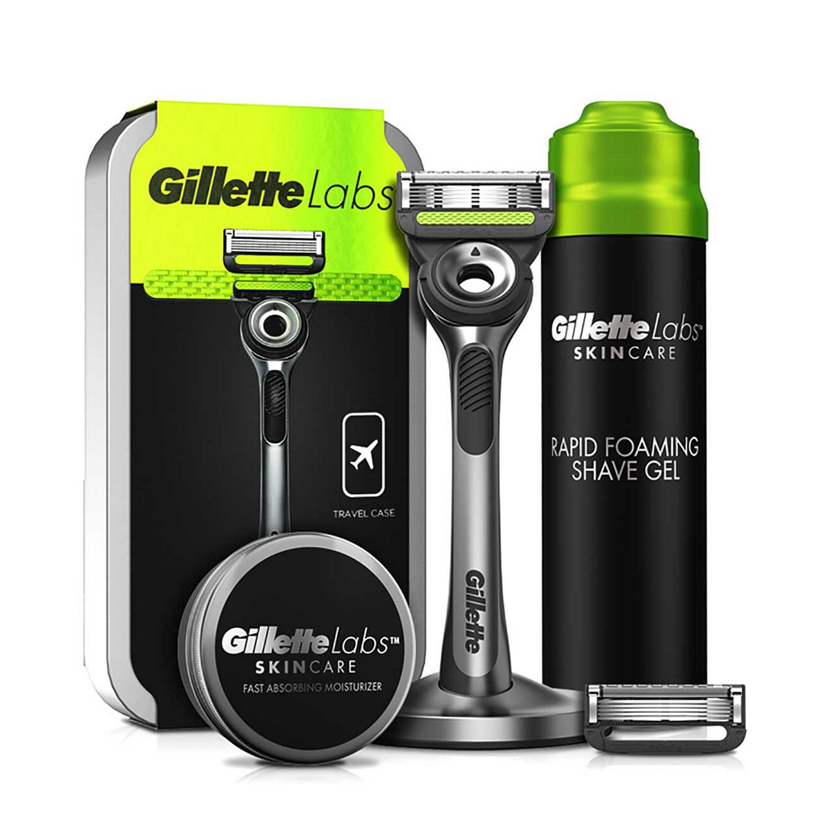 Gillette Labs Razor with Exfoliating Bar Starter Set including Travel Case and Moisturiser GOODS Boots   