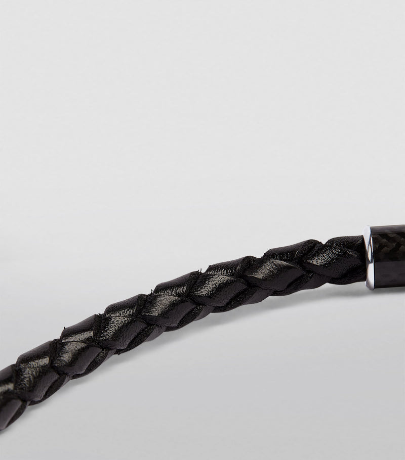 Tateossian braided leather bracelet carbon fibre clasp - British product