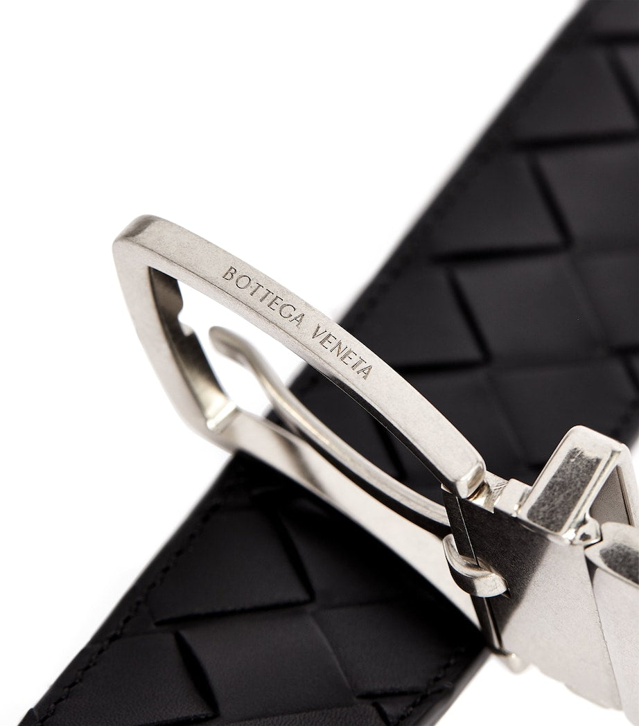 Bottega Veneta leather Intrecciato belt, imported from the UK