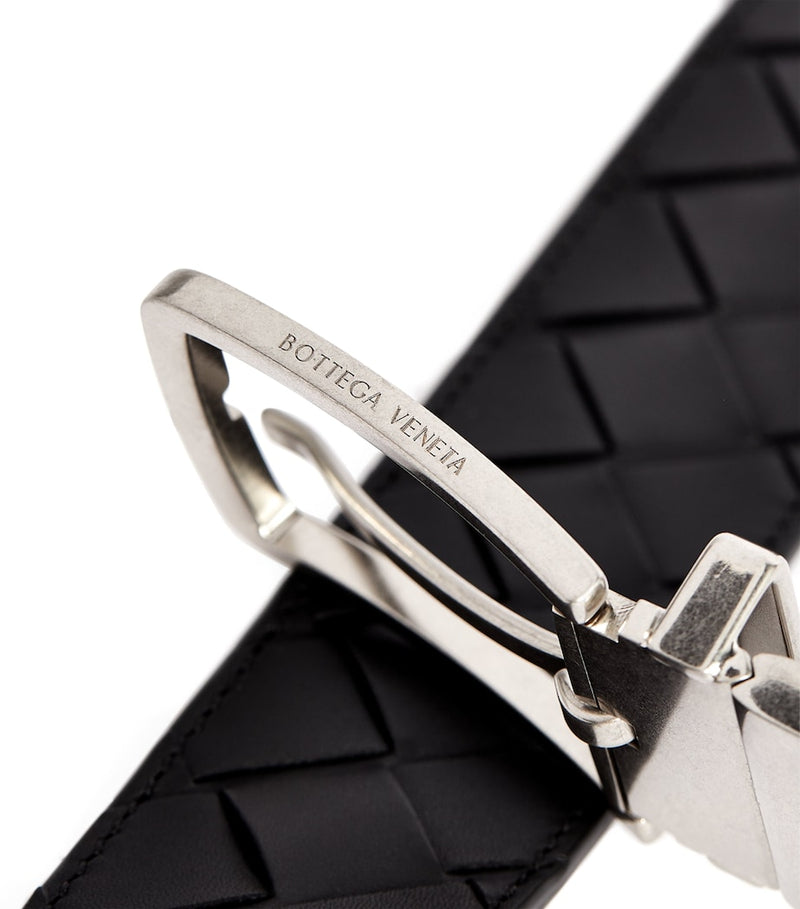 Bottega Veneta leather Intrecciato belt, imported from the UK