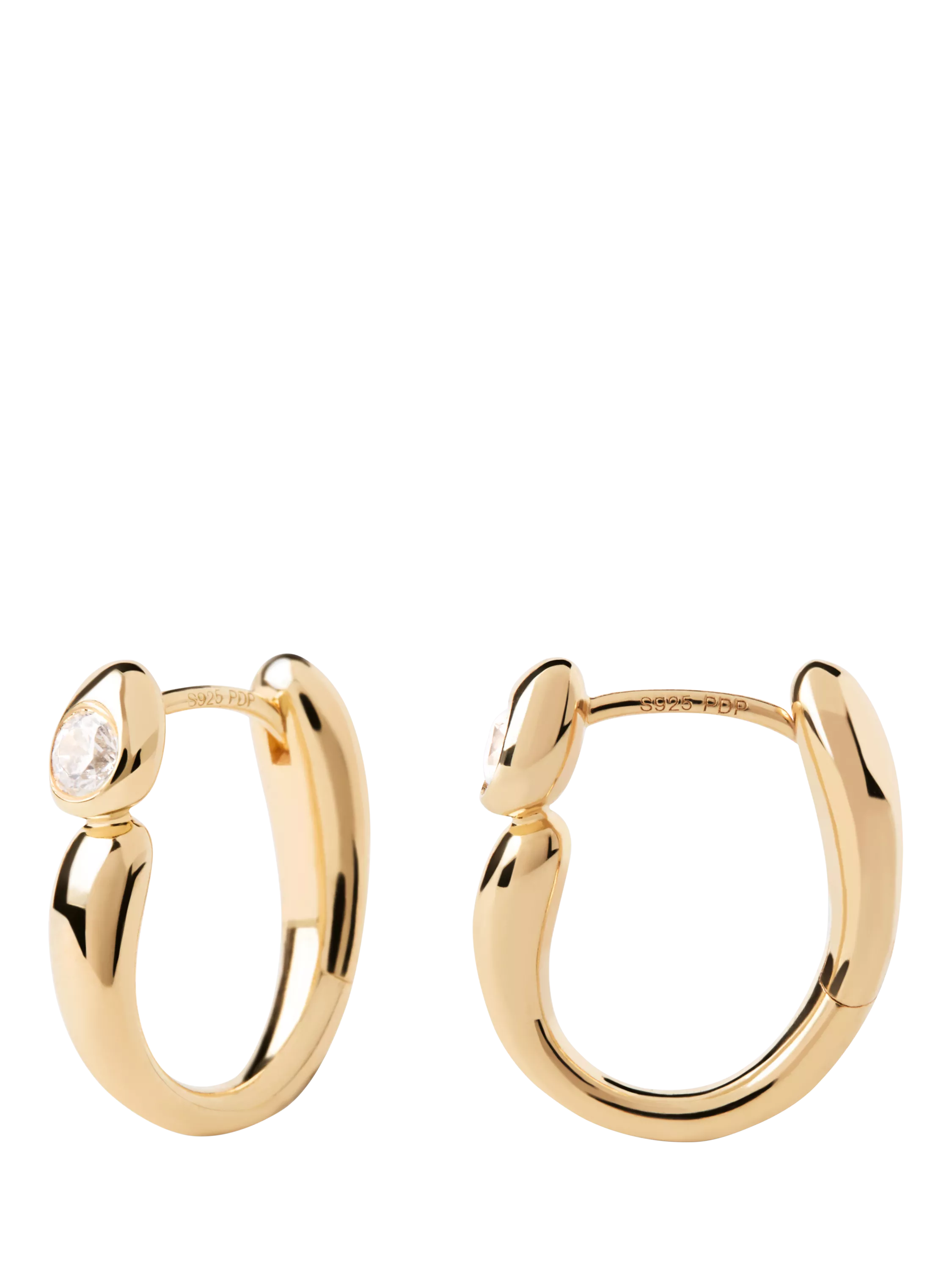 PDPAOLA gold plated cubic zirconia hoop earrings, UK version