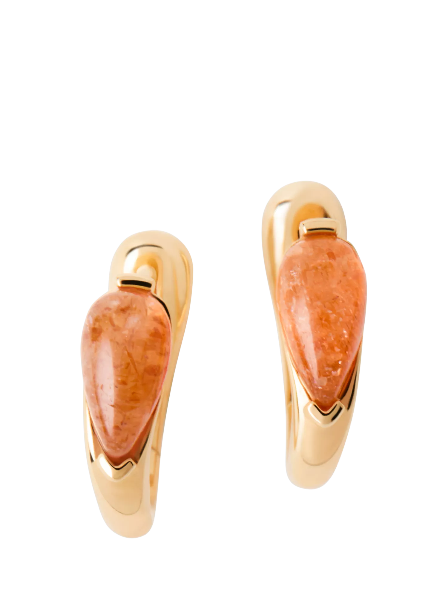 PDPAOLA gold plated sunstone huggie earrings, imported from the UK