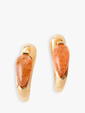 PDPAOLA gold plated sunstone huggie earrings, imported from the UK