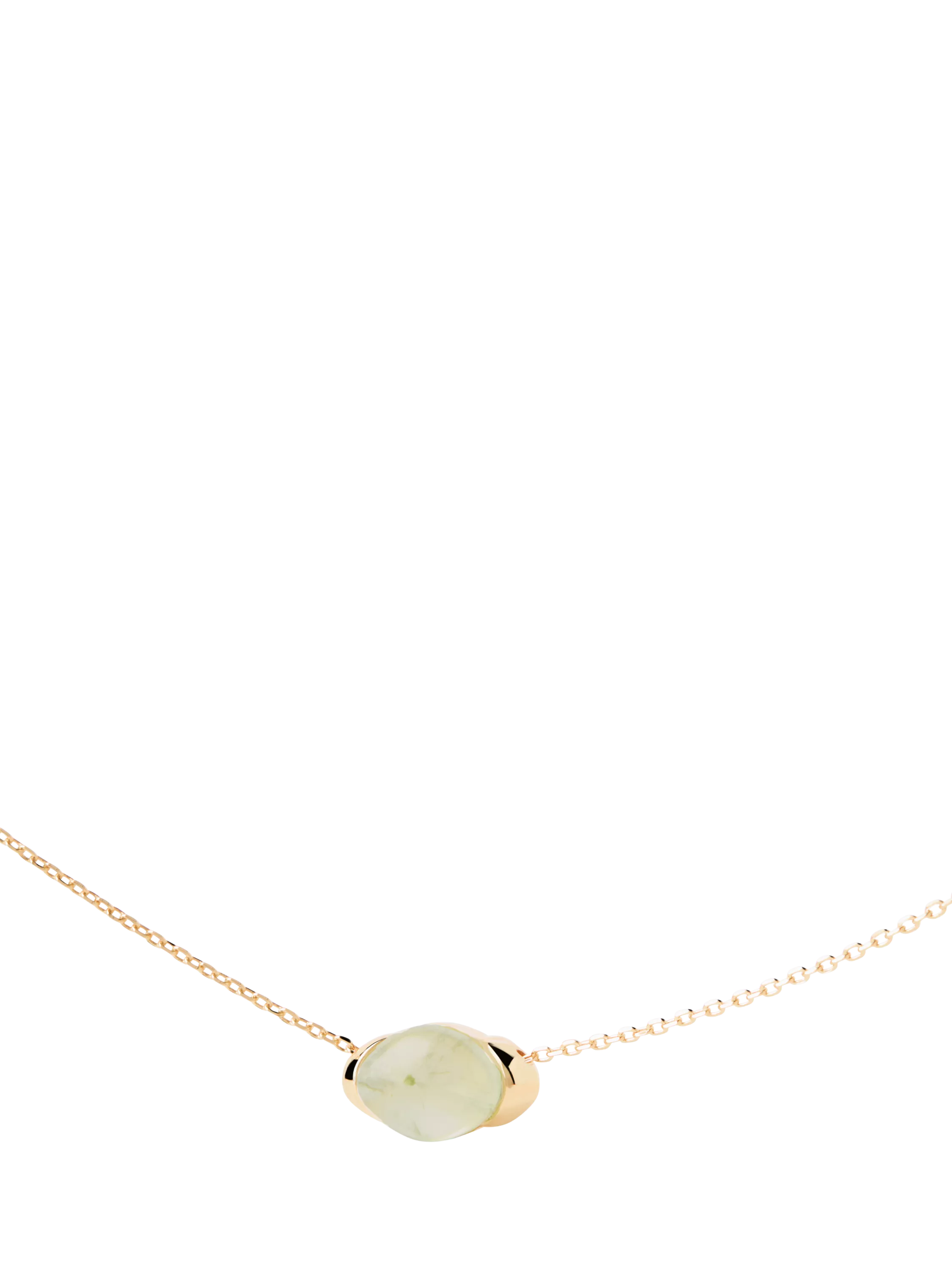 PDPAOLA gold plated prehnite oval necklace 40-50cm (British brand)