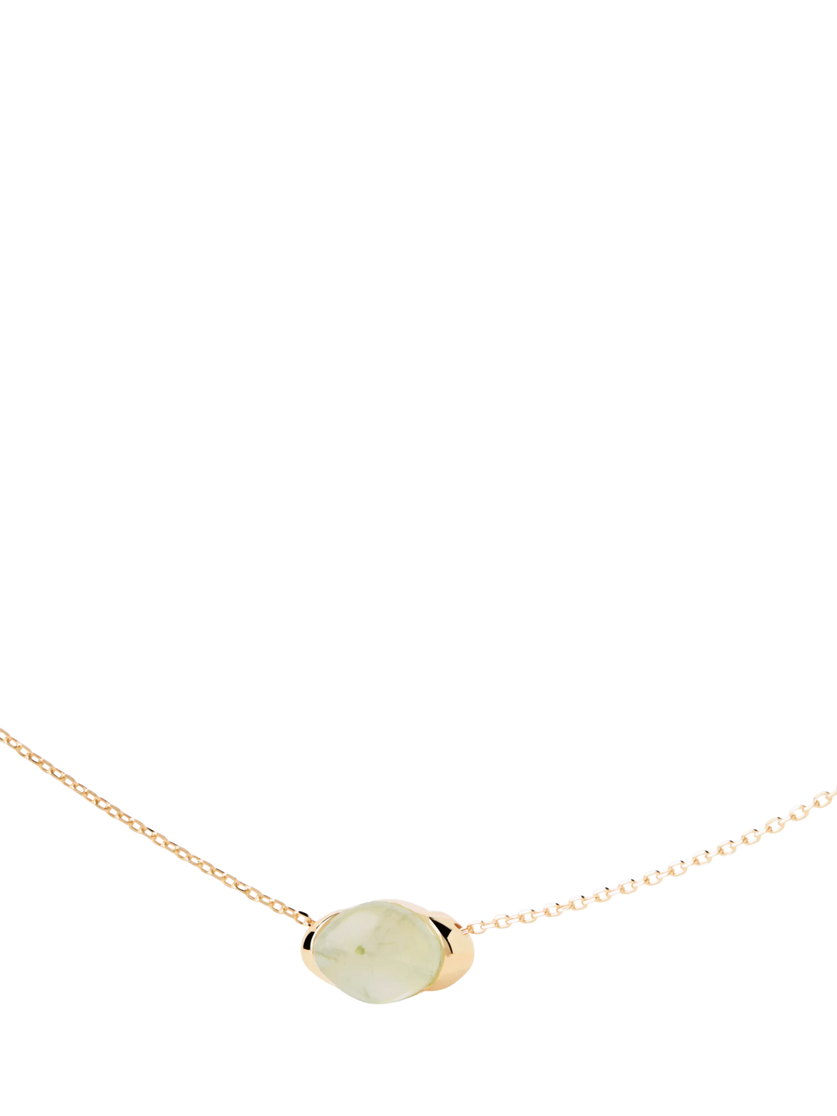 PDPAOLA gold plated prehnite oval necklace 40-50cm (British brand)