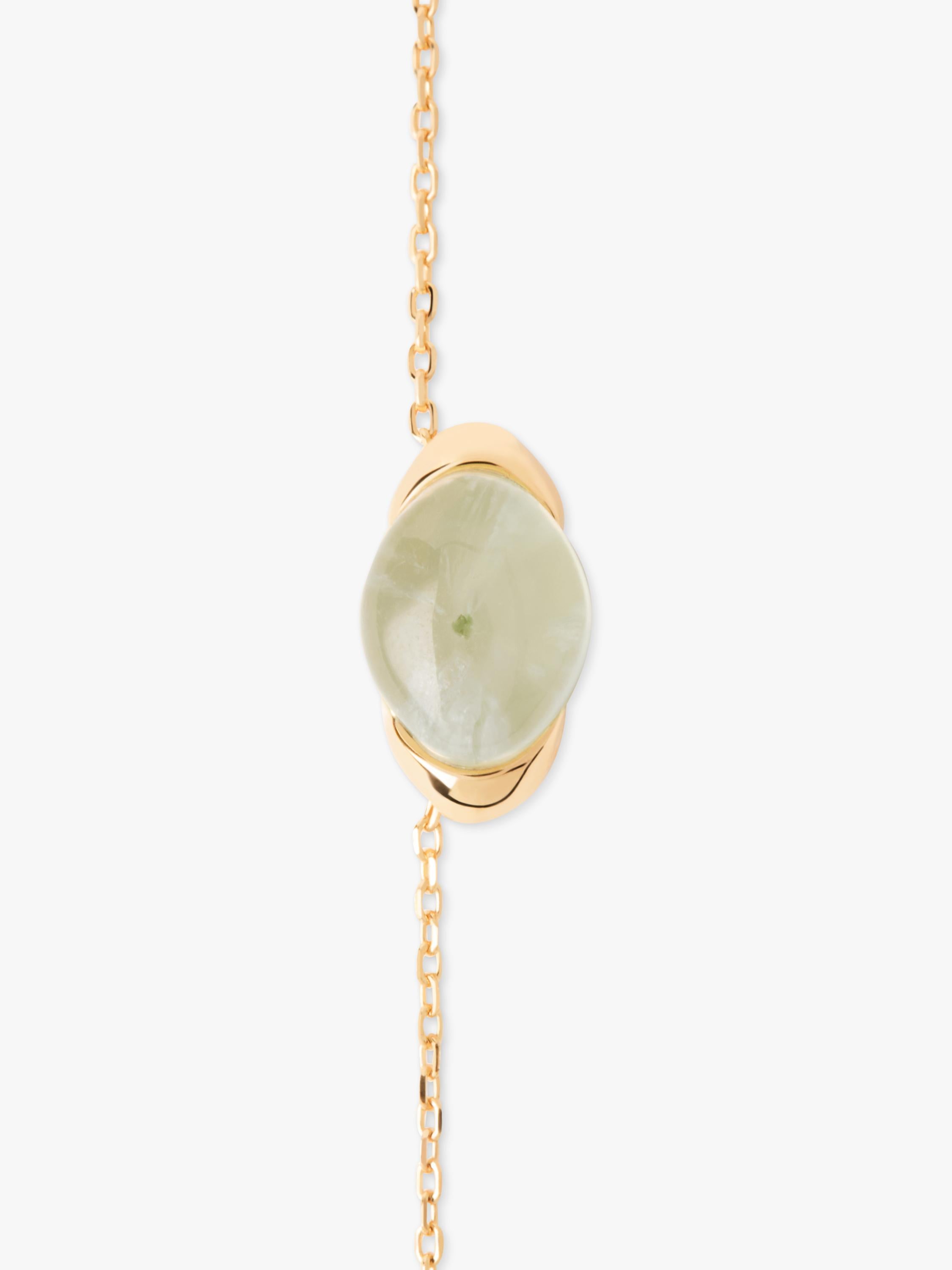 PDPAOLA gold plated prehnite oval necklace 40-50cm (British brand)