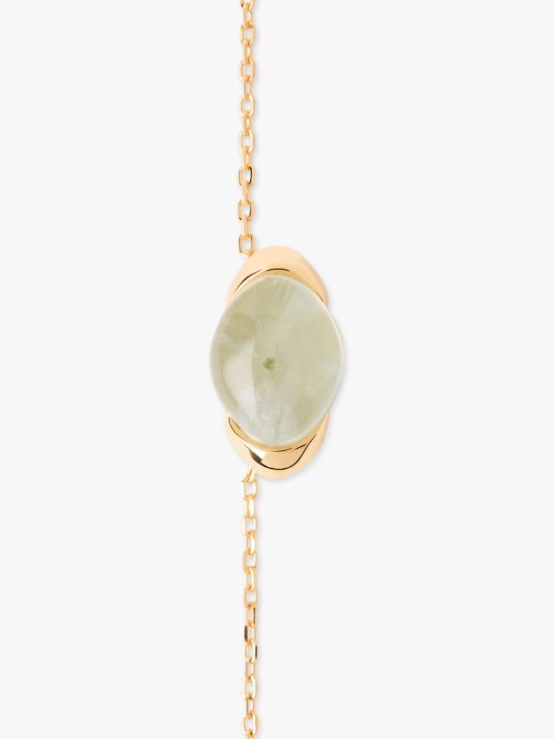 PDPAOLA gold plated prehnite oval necklace 40-50cm (British brand)