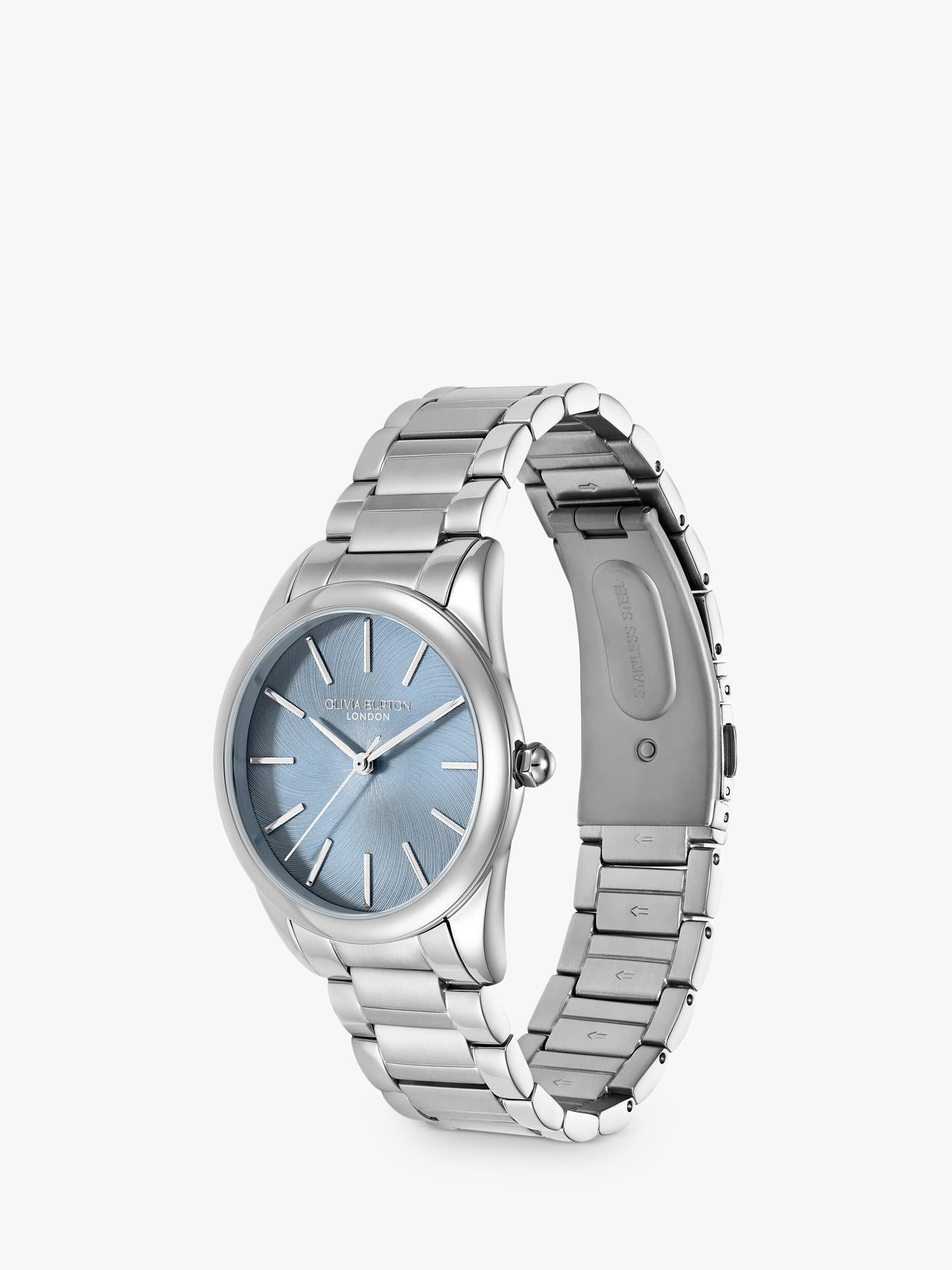 Olivia Burton watch blue crush swirl dial steel bracelet (British brand)