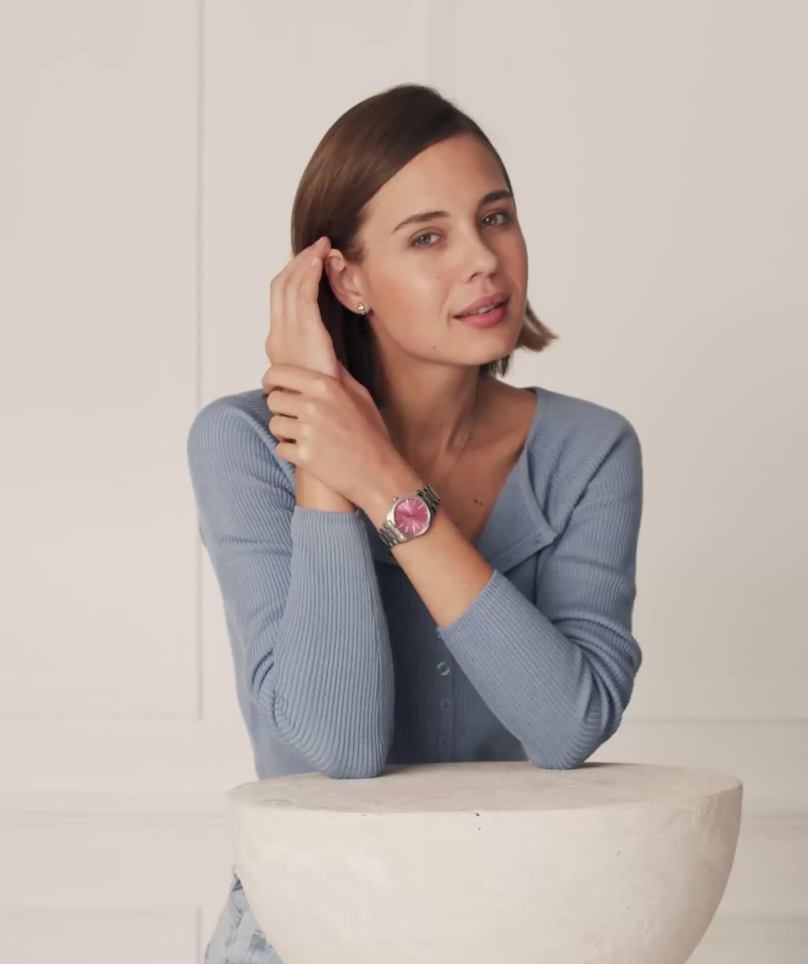 Olivia Burton watch blue crush swirl dial steel bracelet (British brand)