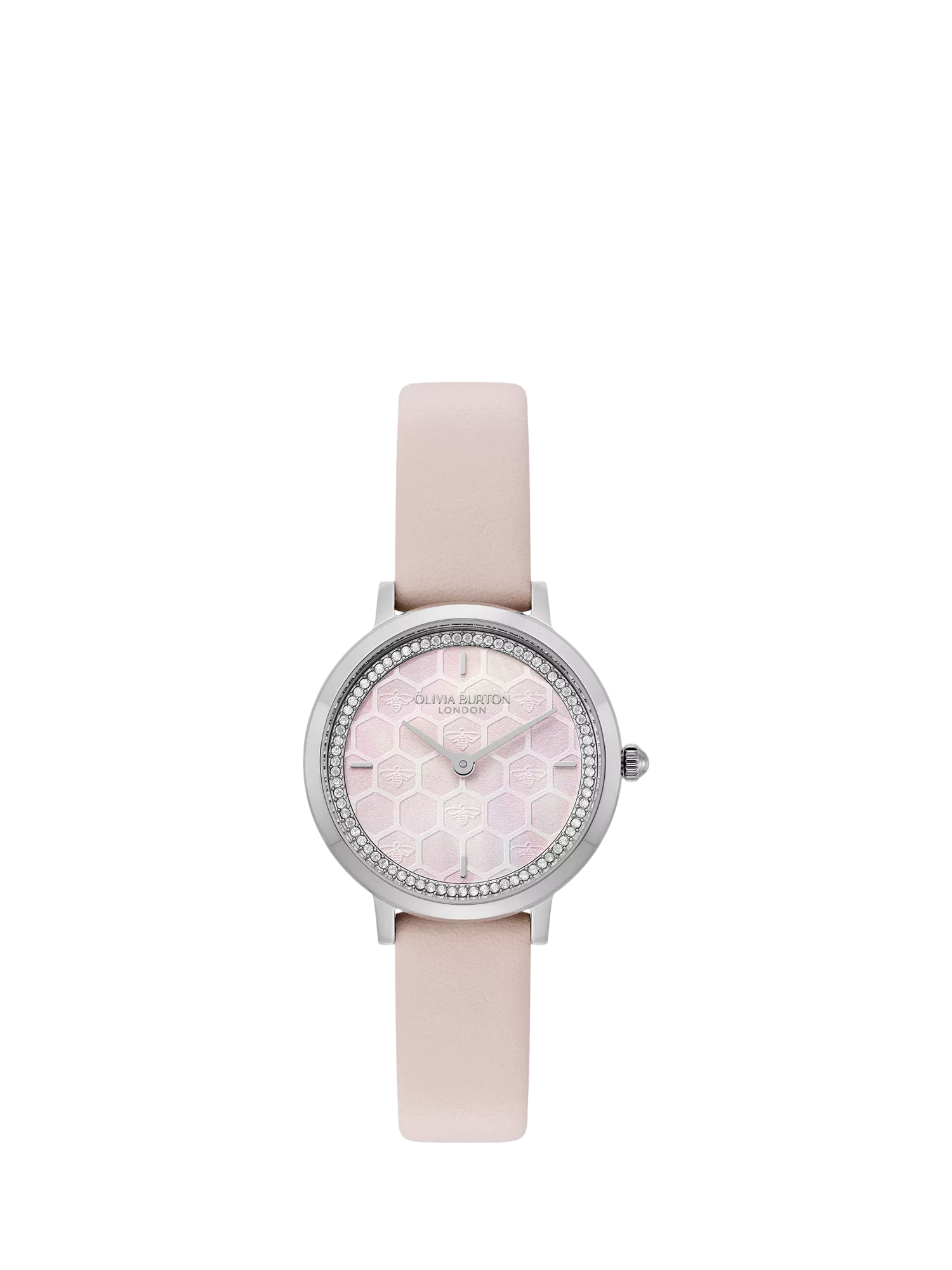 Olivia Burton ultra slim honeycomb watch pink leather strap (British brand)