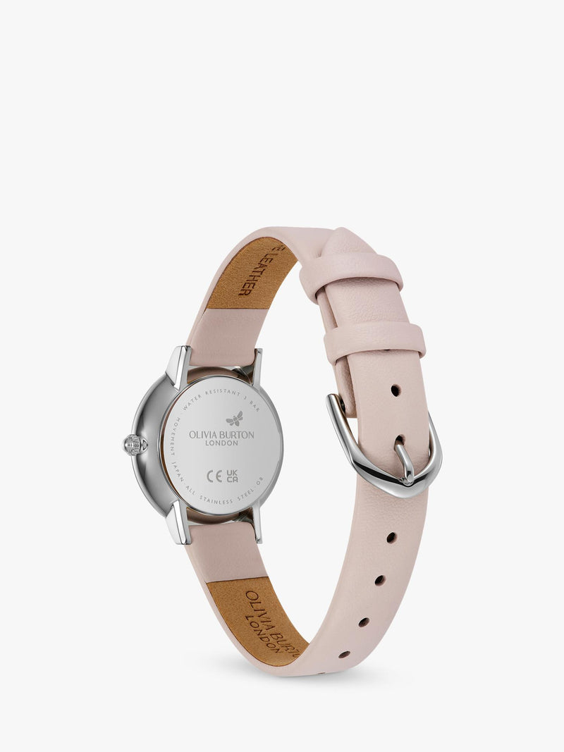 Olivia Burton ultra slim honeycomb watch pink leather strap (British brand)