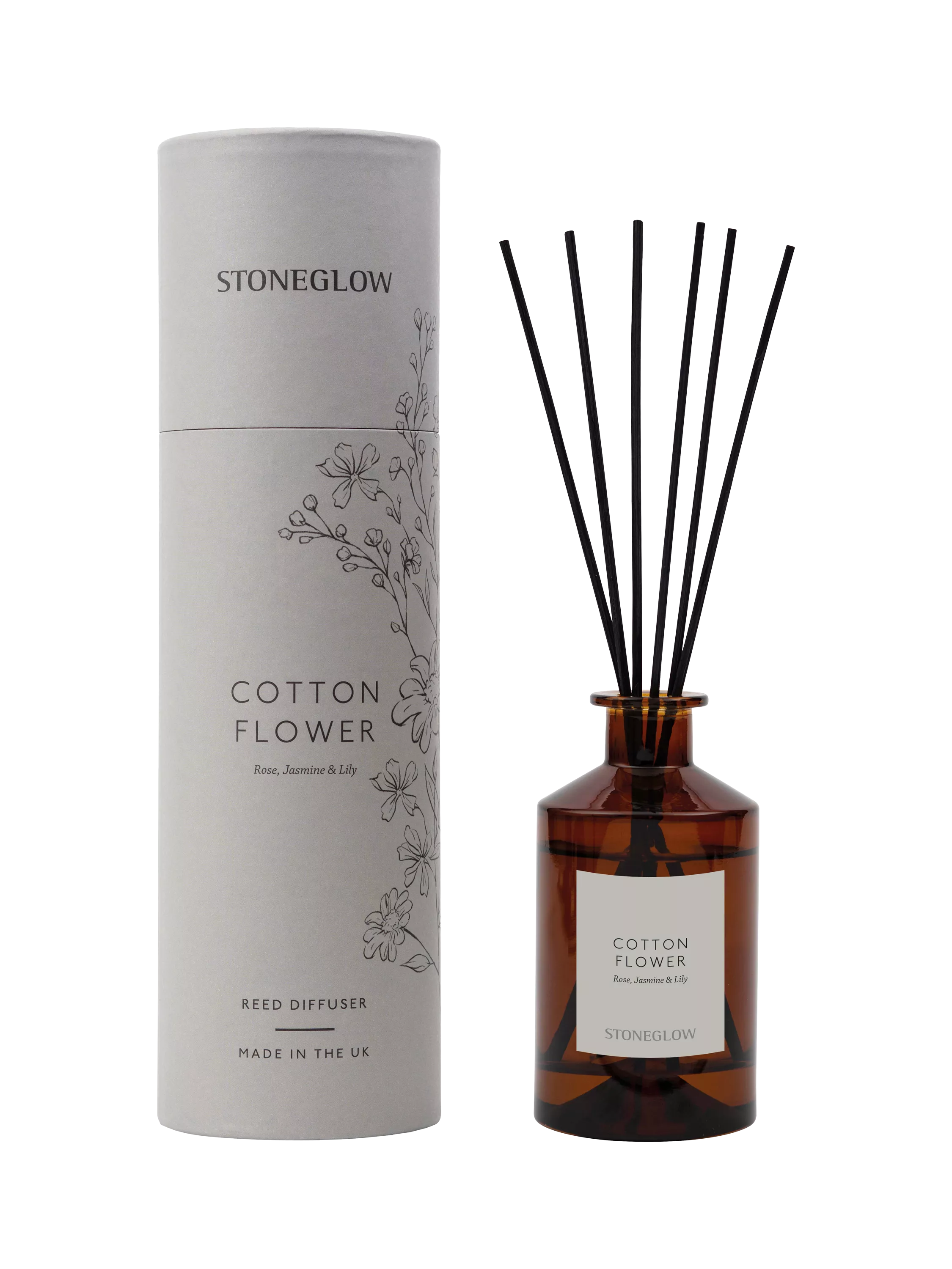Stoneglow Cotton Flower reed diffuser 160ml, imported from the UK