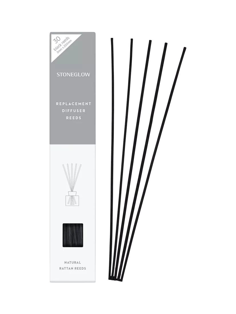 Stoneglow black diffuser reeds 30-pack, imported from the UK