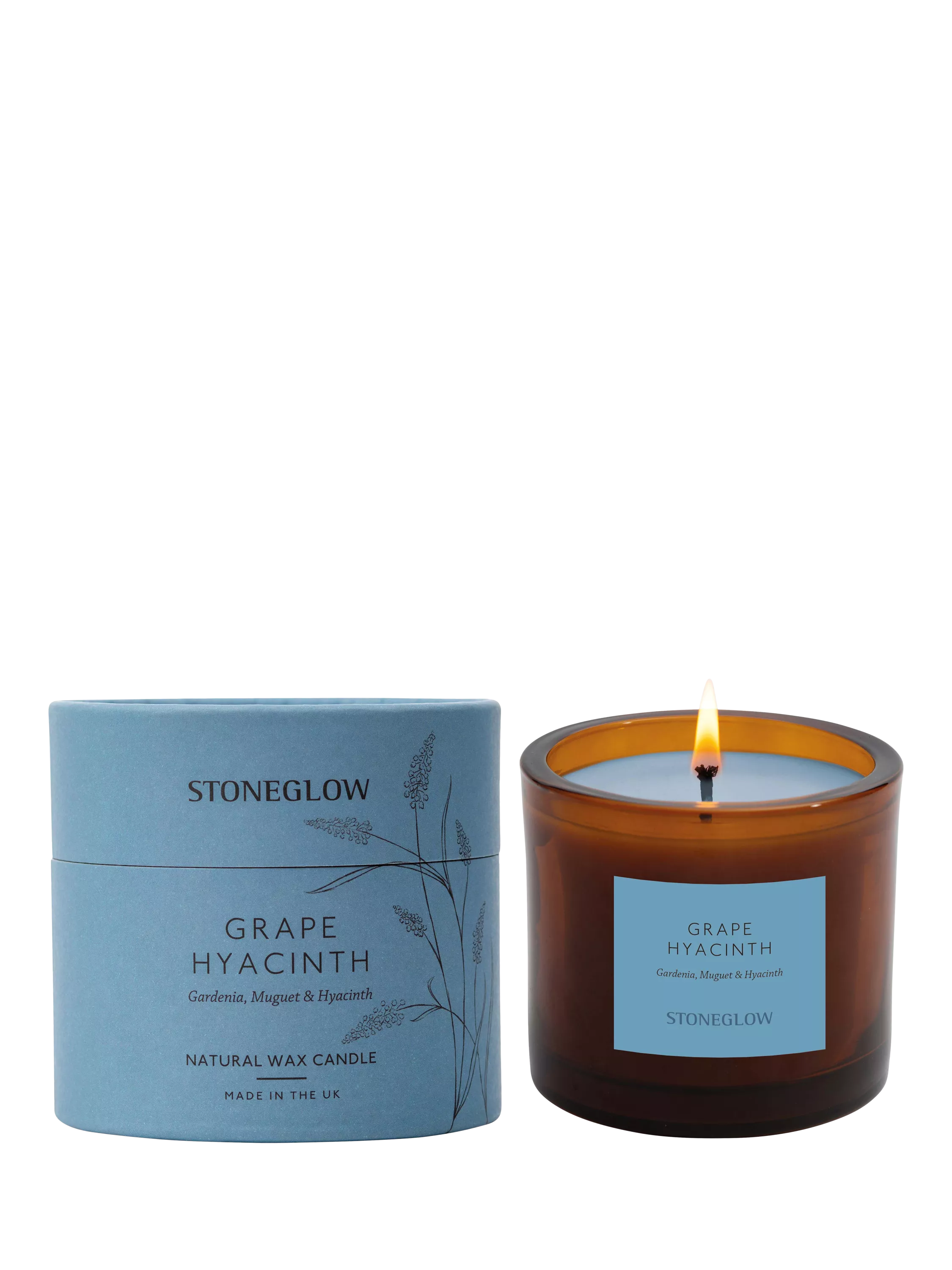 Stoneglow Grape Hyacinth scented candle 210g, imported from the UK