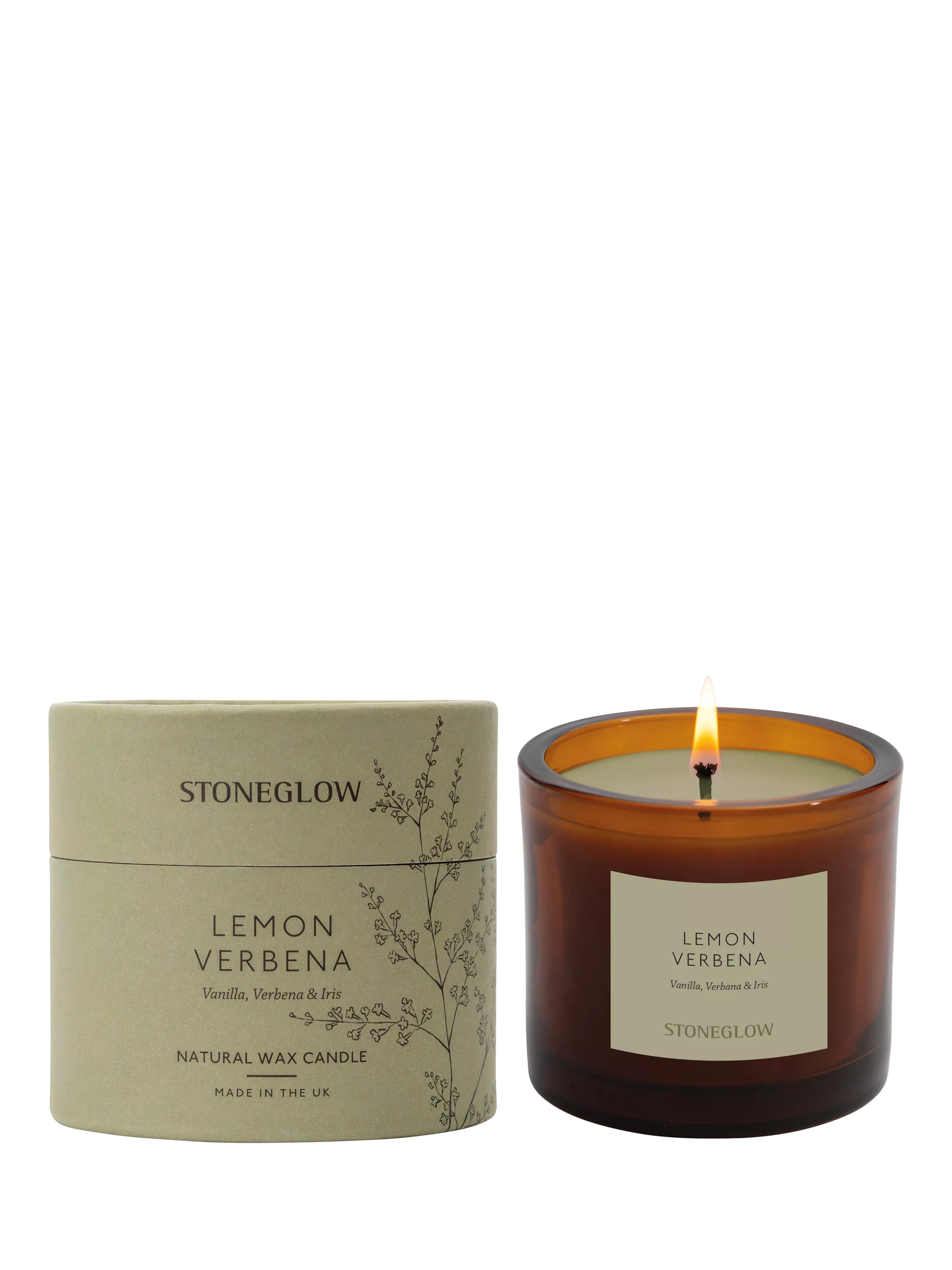 Stoneglow lemon verbena scented candle 210g, imported from the UK