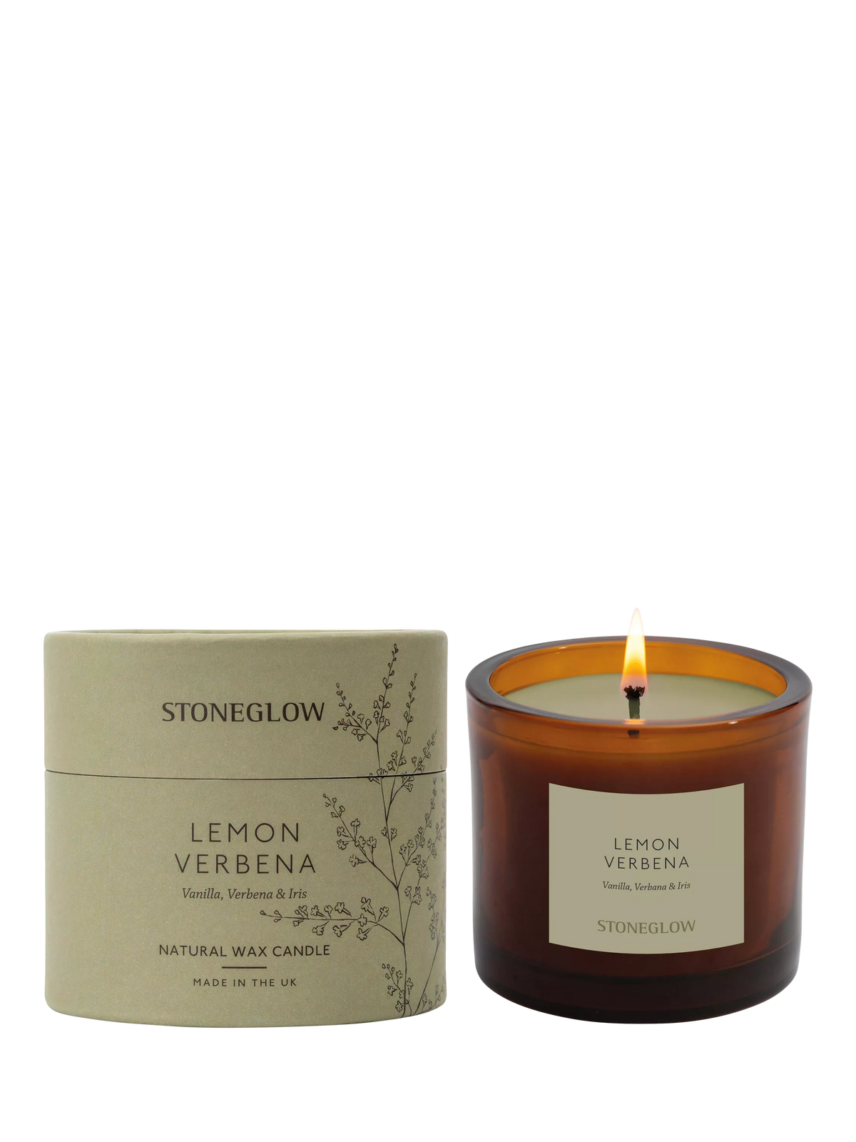 Stoneglow lemon verbena scented candle 210g, imported from the UK