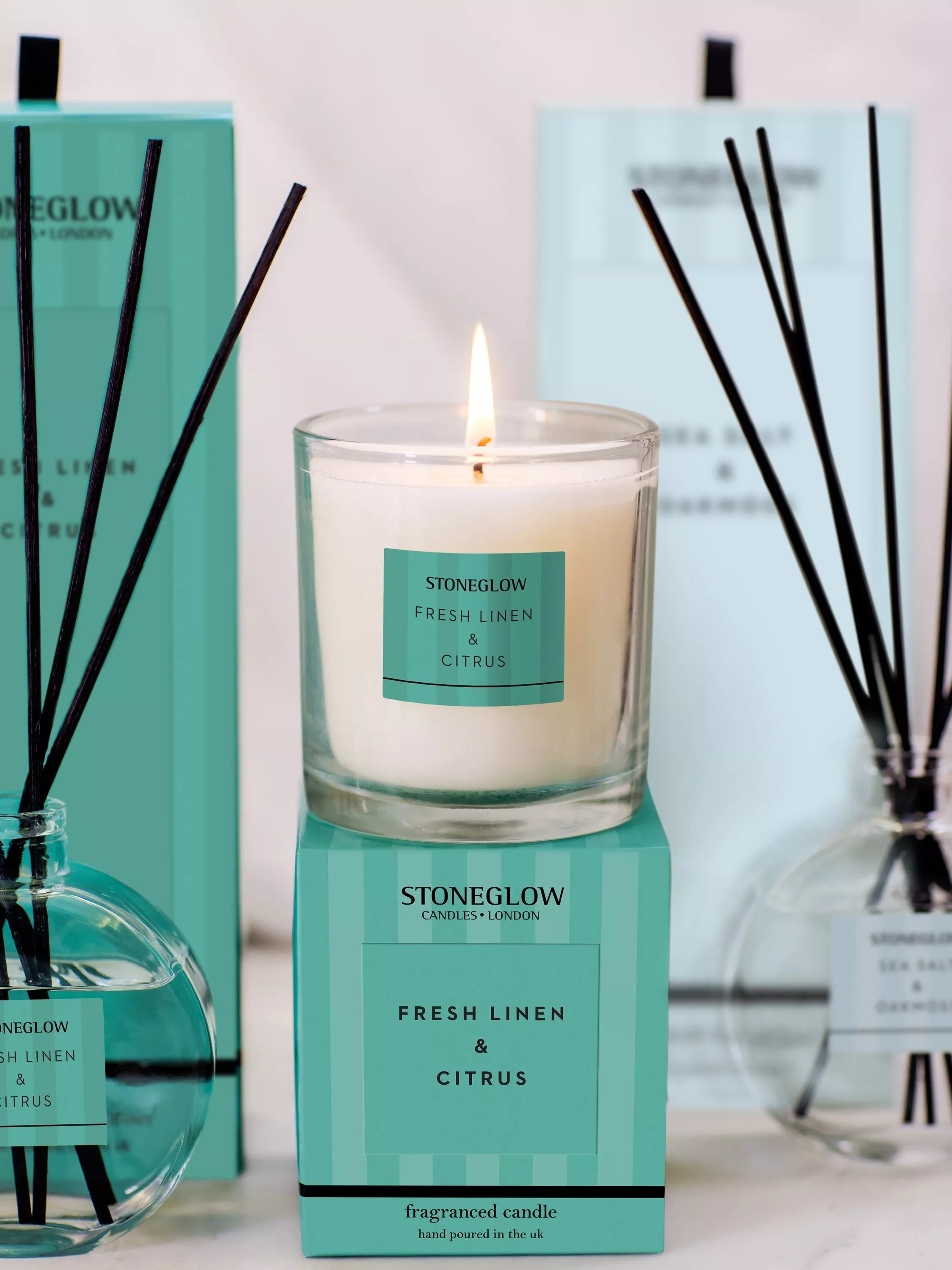 Stoneglow Linen & Citrus scented candle 200g (British brand)
