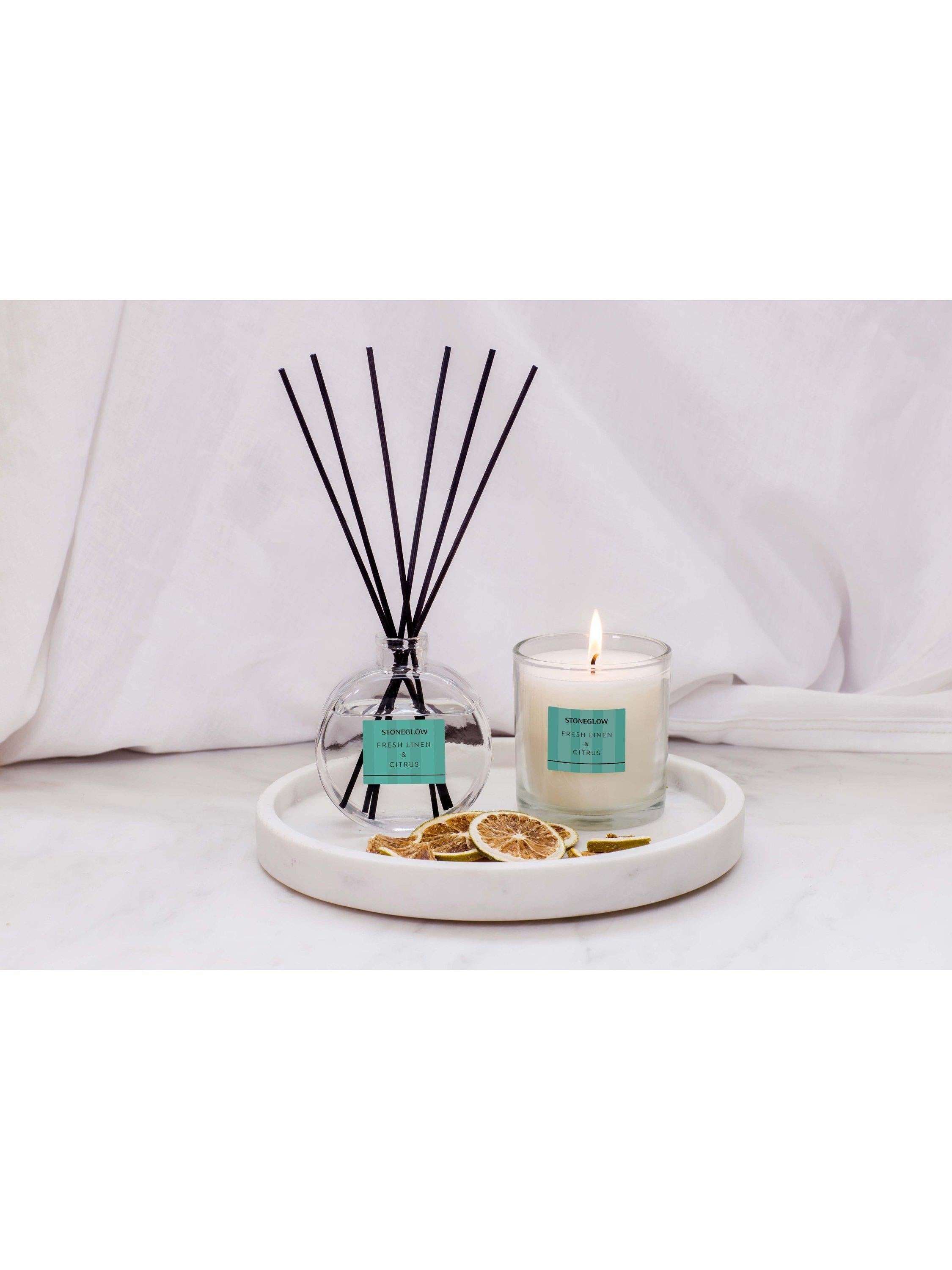 Stoneglow Linen & Citrus scented candle 200g (British brand)