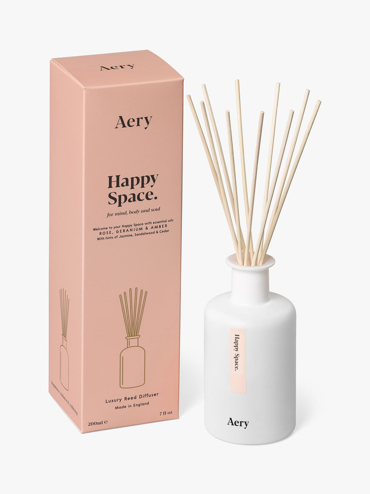 Floral Scent Reed Diffuser with Rose Essential Oils and Amber 200ml