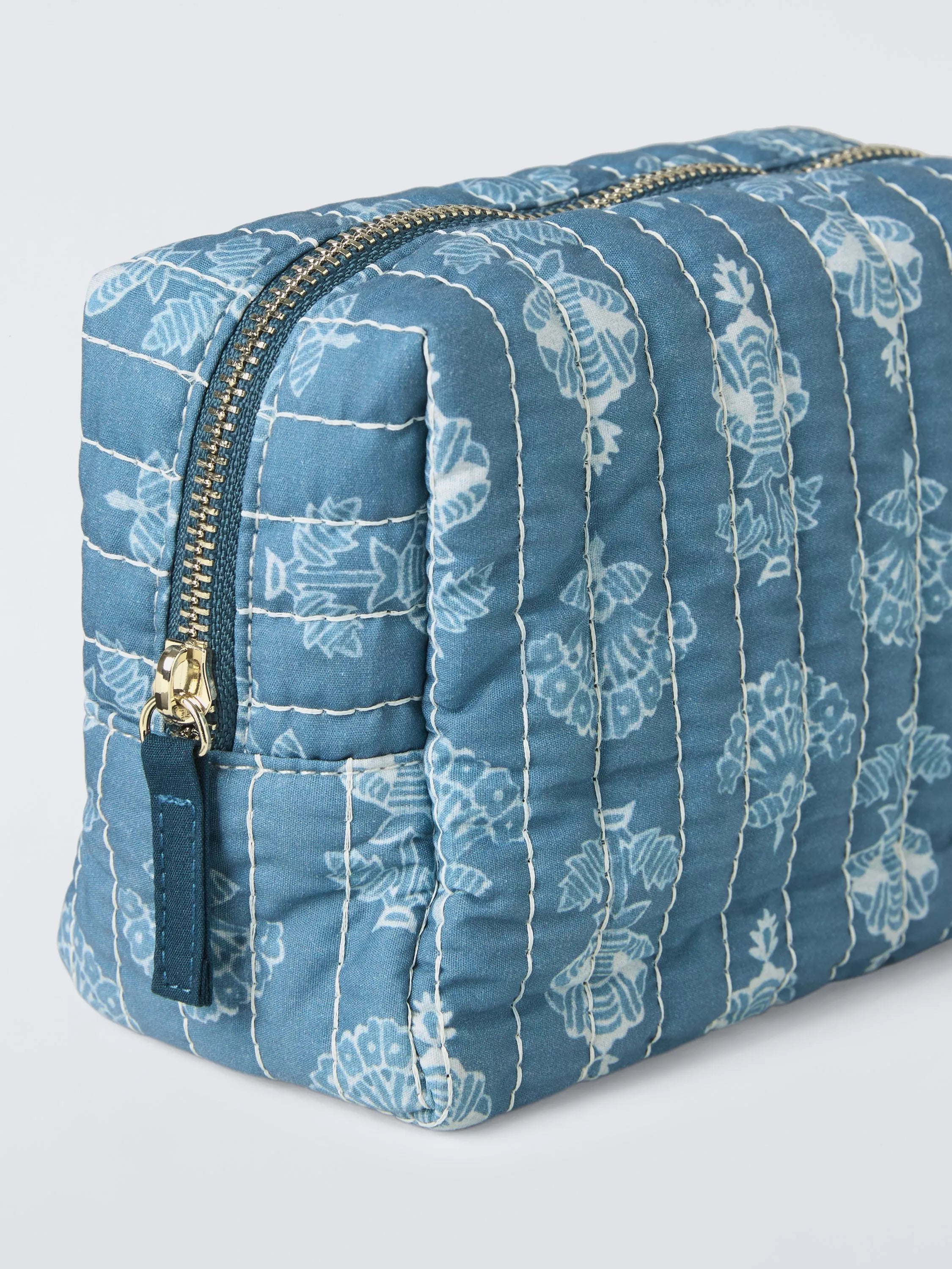 John Lewis x Sanderson blue wash bag with floral design - British product