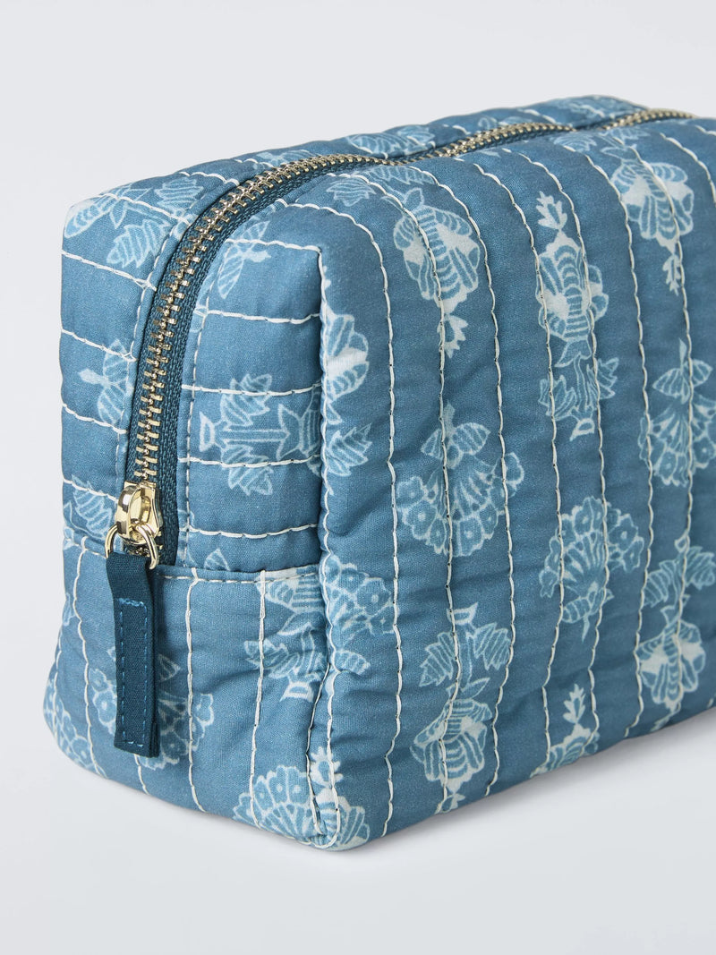 John Lewis x Sanderson blue wash bag with floral design - British product