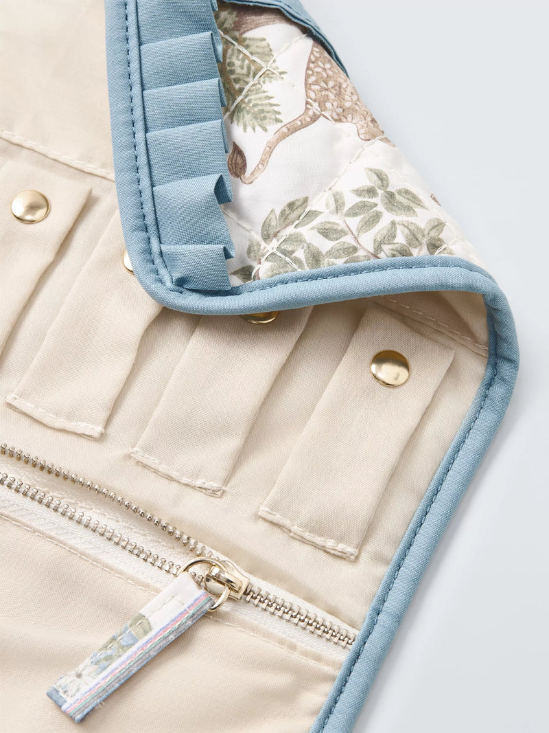 John Lewis x Sanderson Pamir Garden jewellery roll blue, imported from the UK