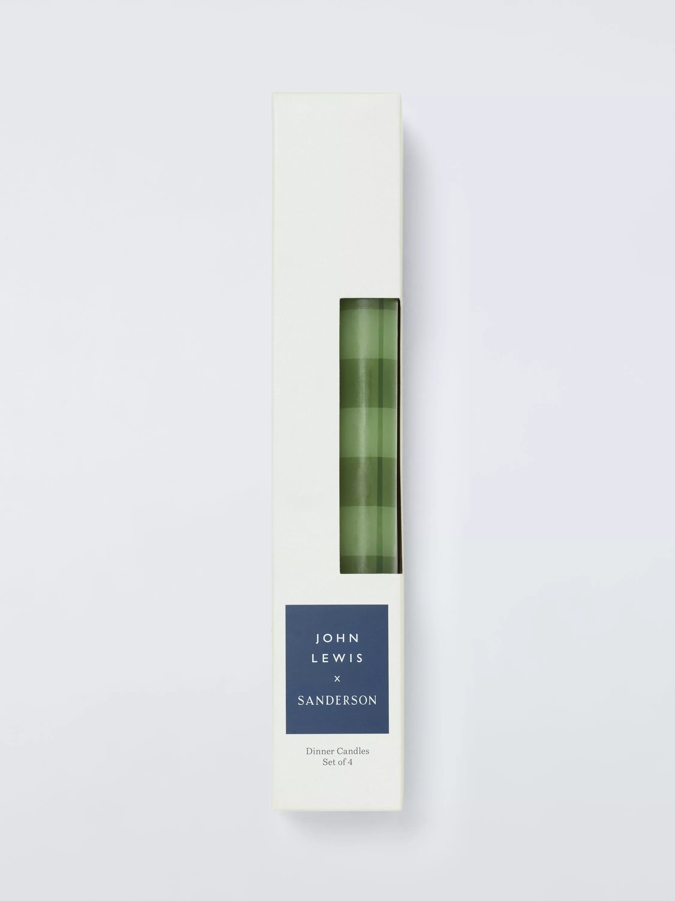John Lewis x Sanderson stripe dinner candles green terracotta, imported from the UK