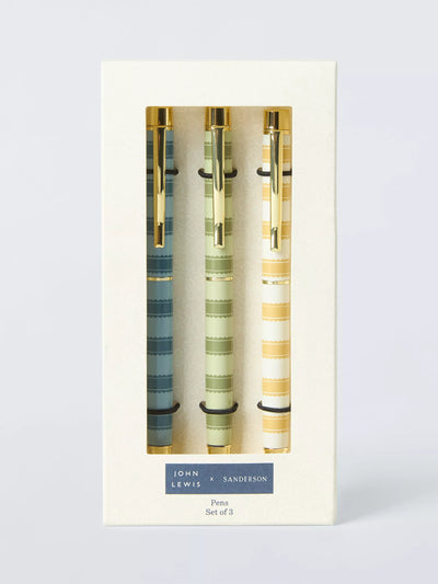 John Lewis John Lewis x Sanderson Stripe Ballpoint Pens, Set of 3, Multi- Buy online at McGrocer