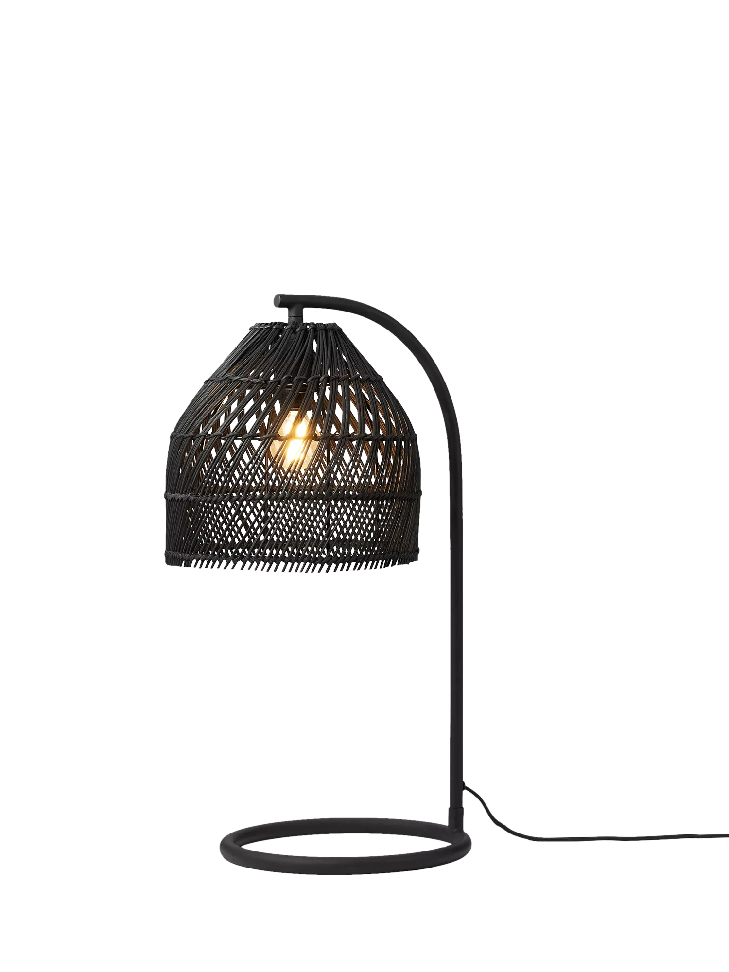 MADE black rattan overreach table lamp H50cm, UK version