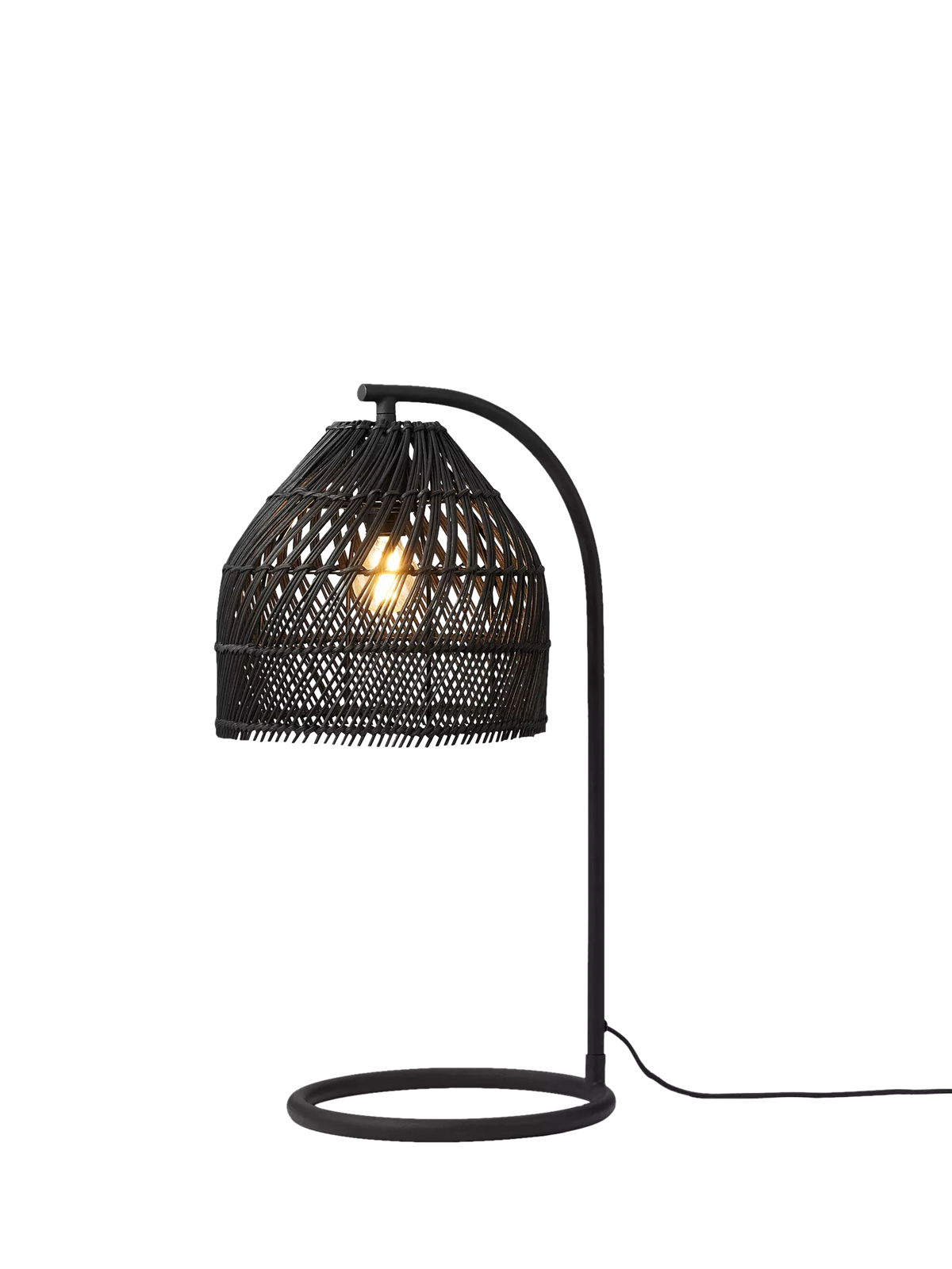 MADE black rattan overreach table lamp H50cm, UK version